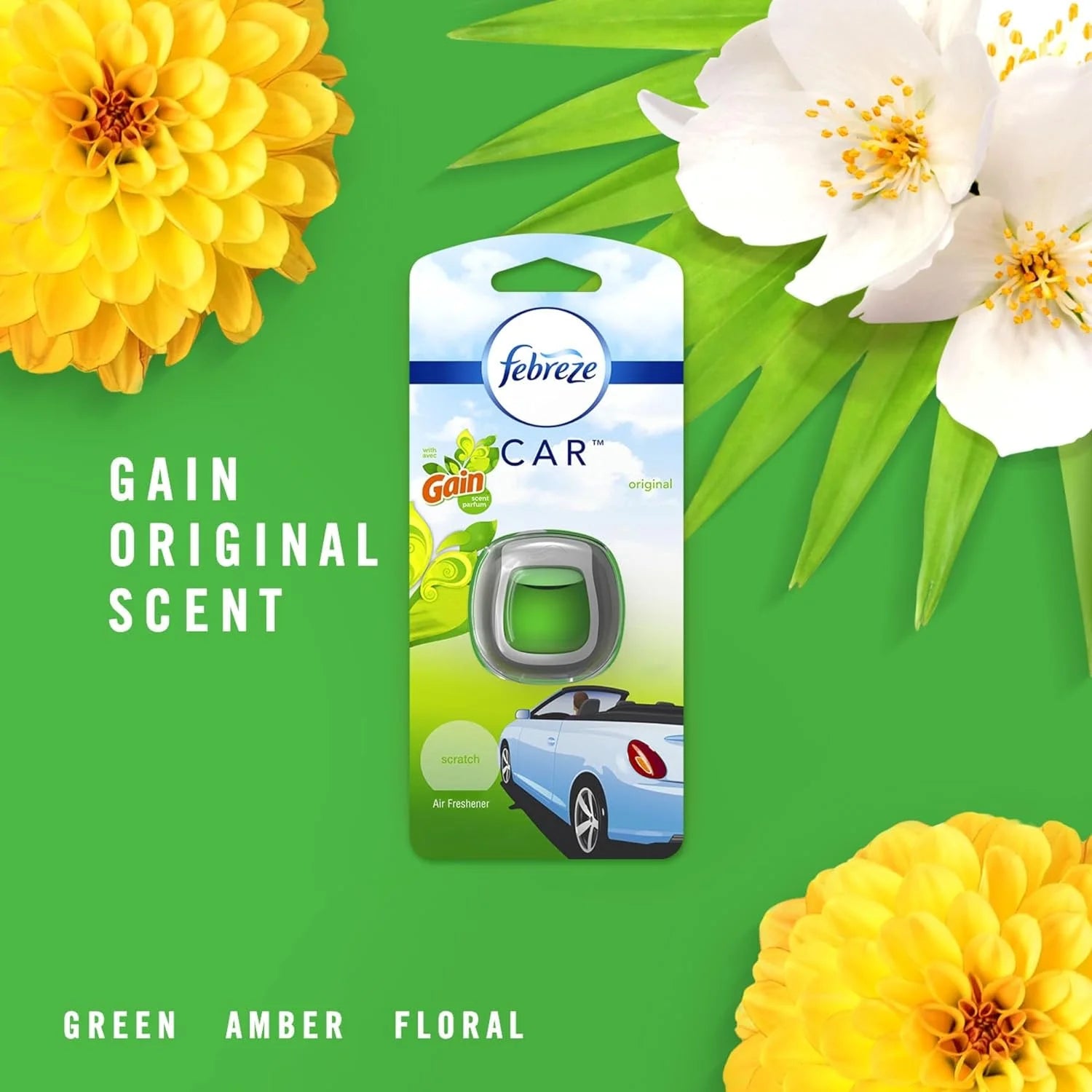 Febreze Car Air Freshener Vent Clip Gain Original Scent, 06 oz. Car Vent Clip, - View 3