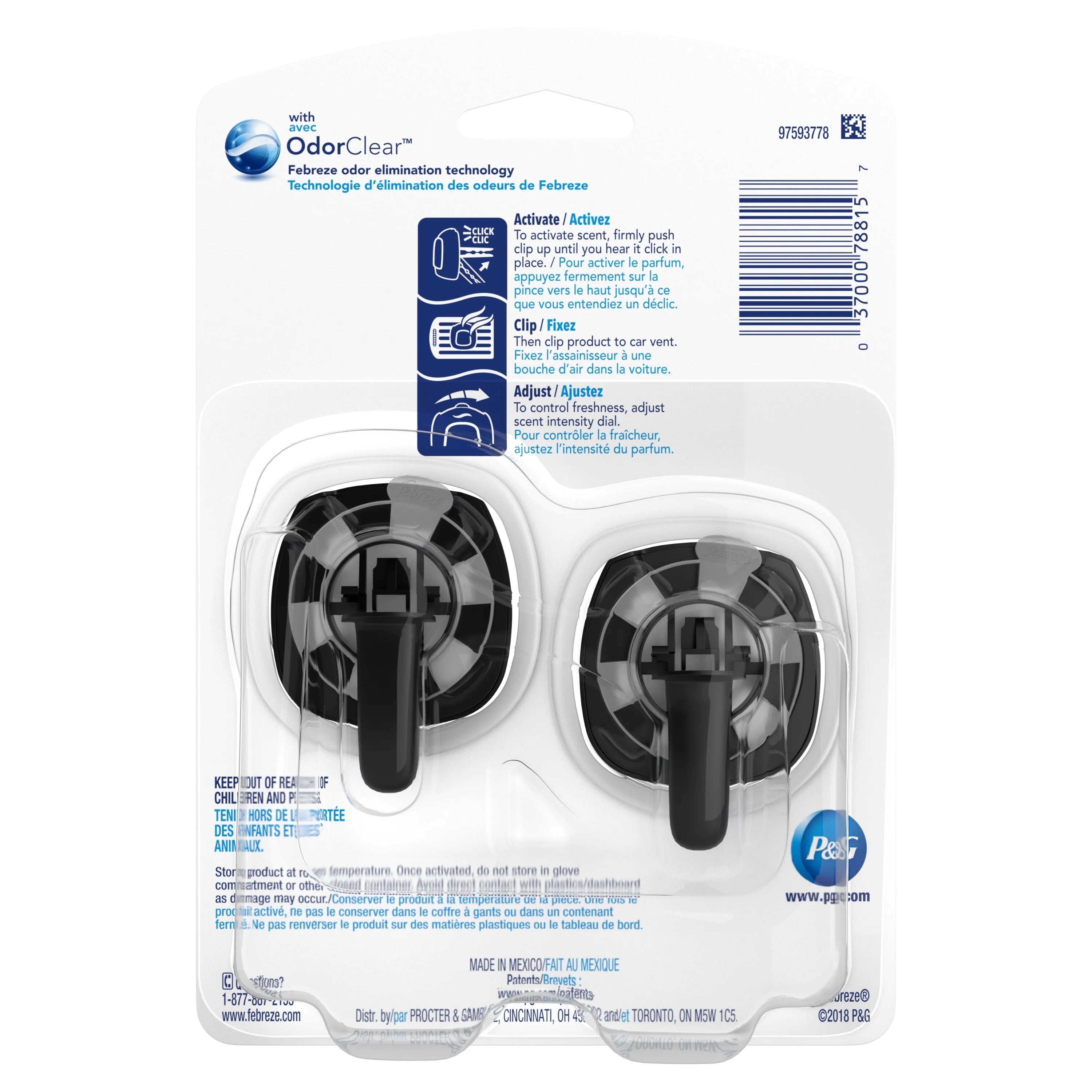 Febreze Car Air Freshener Vent Clips, Platinum Ice, 2 count - View 4