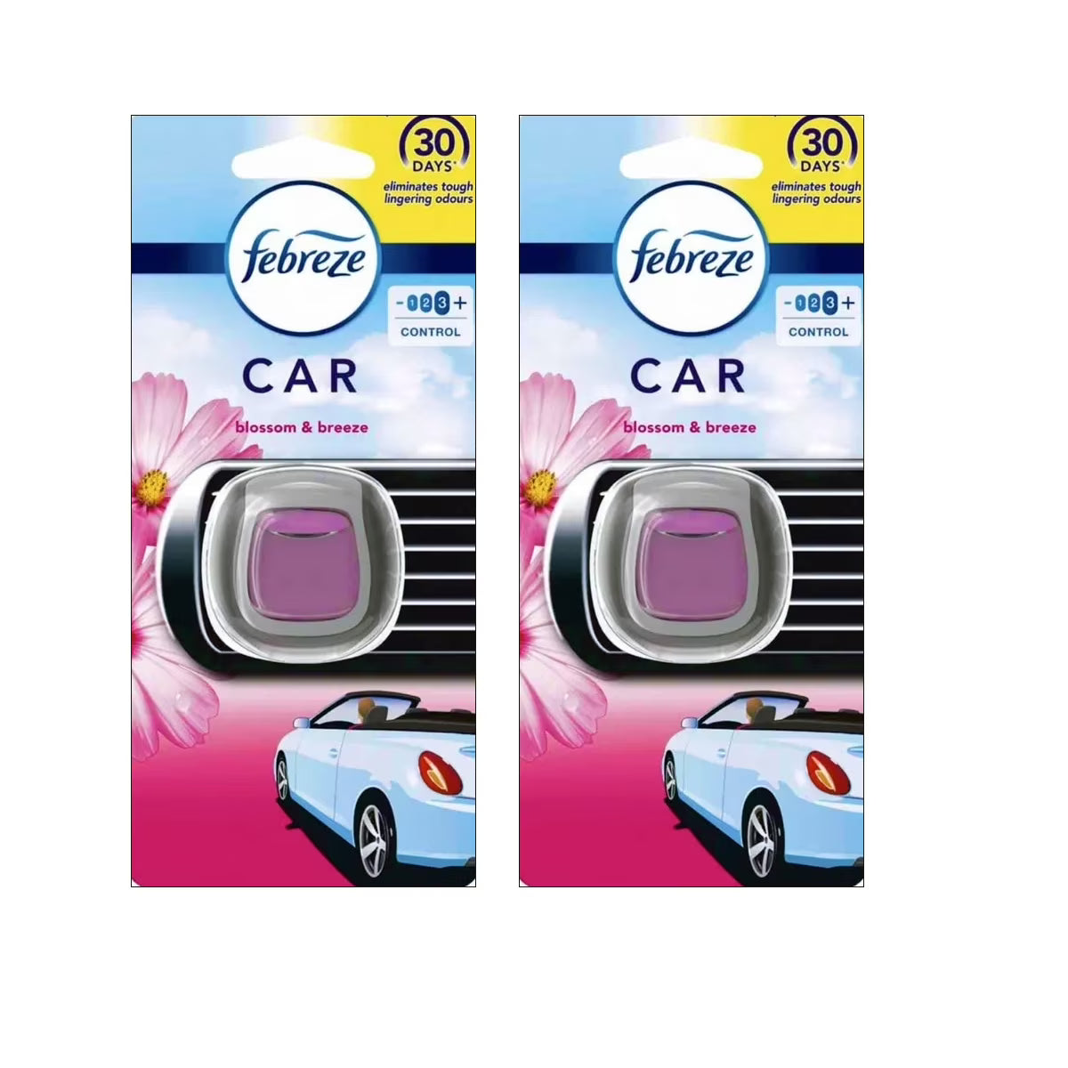 Febreze Vent Clip Car Air Freshener, Up to 30 Days, Eliminates tough lingering