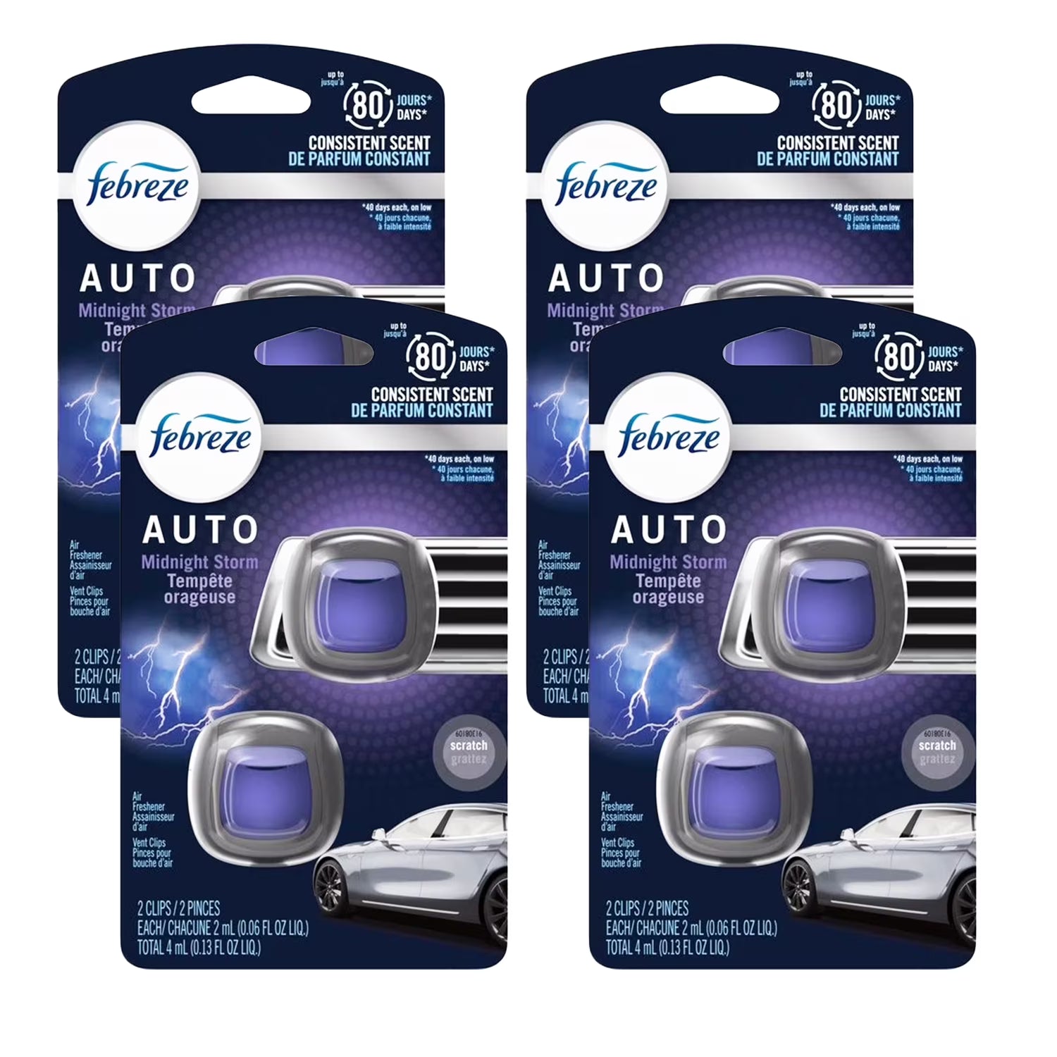 Febreze Car Air Freshener Vent Clips, Midnight Storm Scent, 2-Clips: Automotive