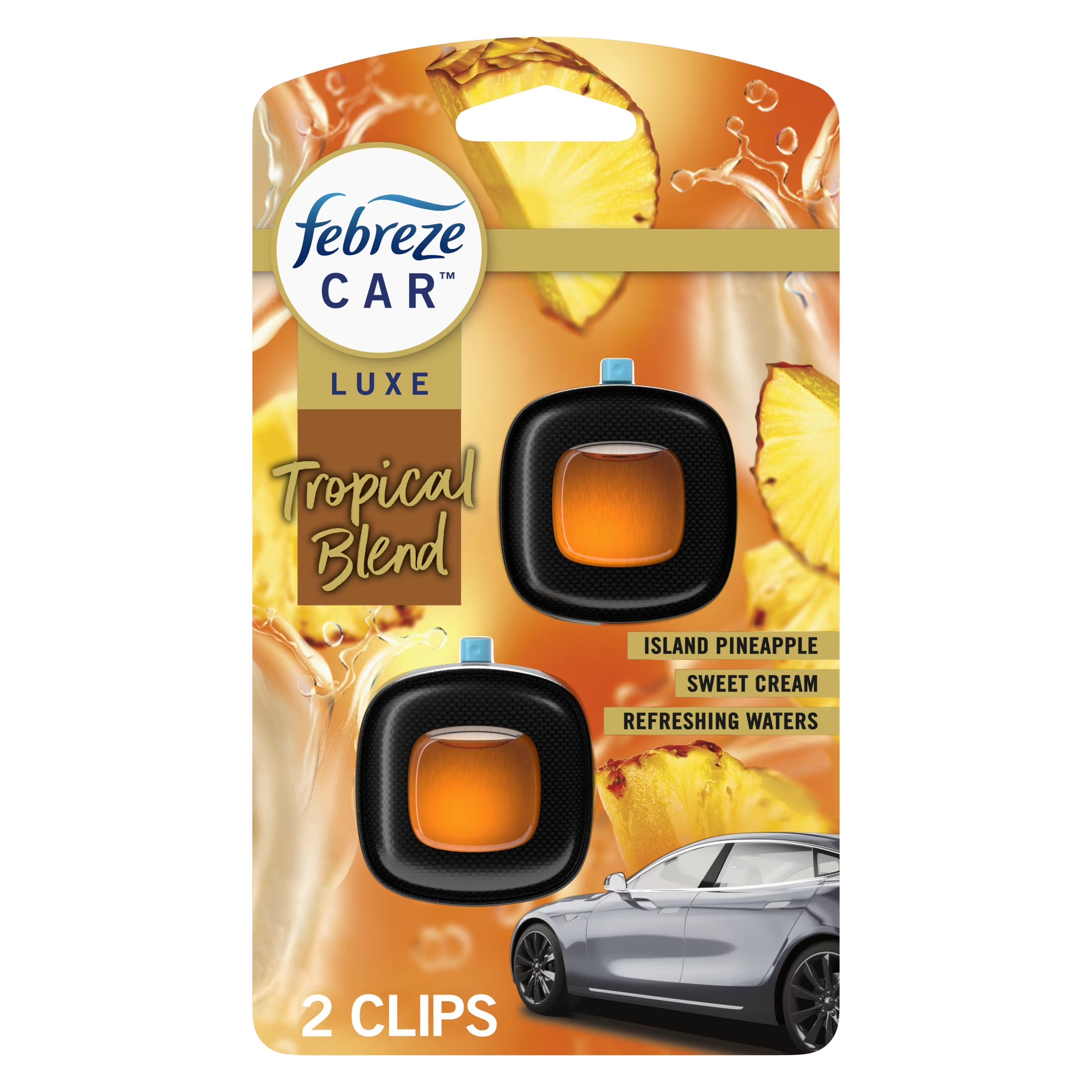 Febreze Car Air Freshener, Odor-Fighting Automotive Vent Clip, Tropical Blend