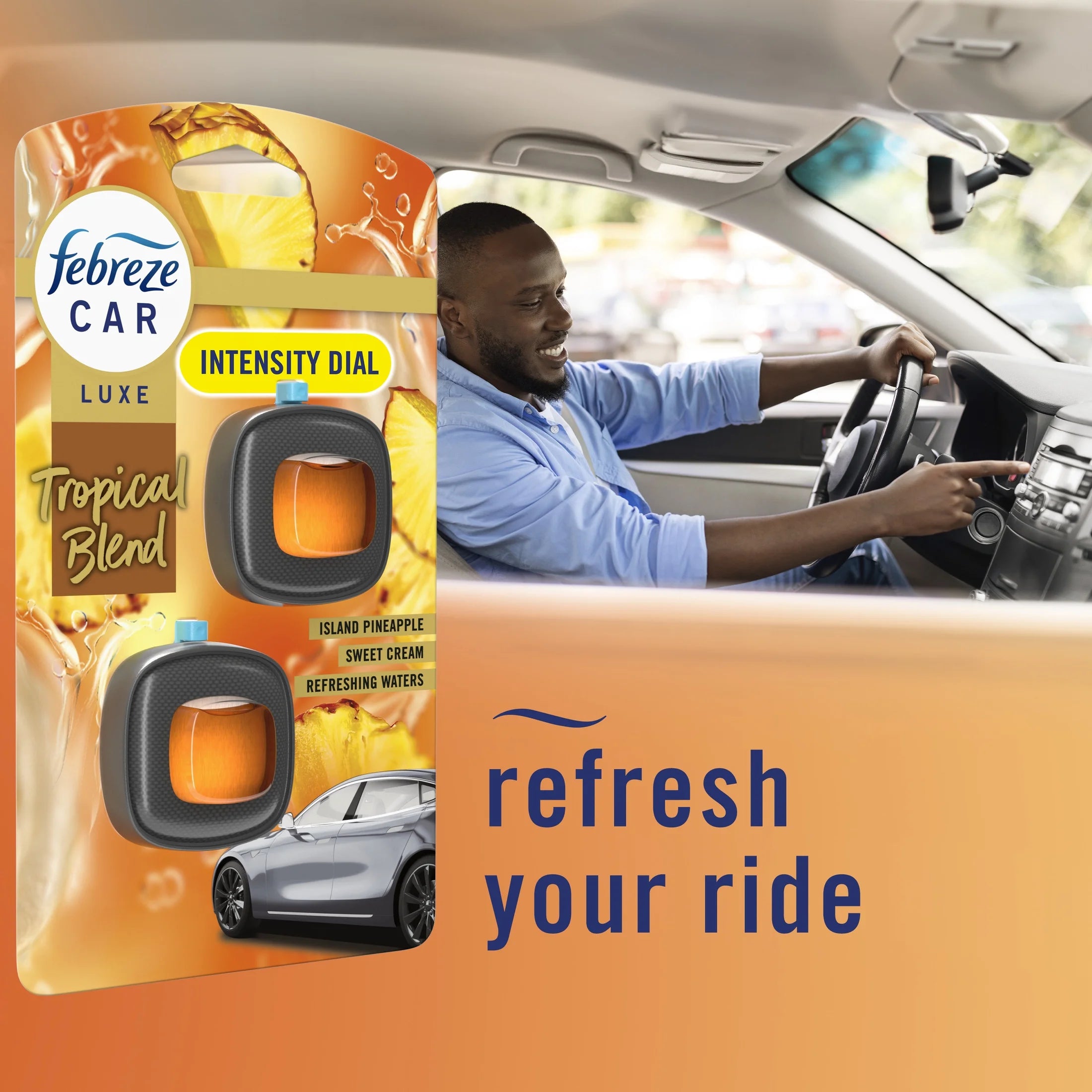 Febreze Car Air Freshener, Odor-Fighting Automotive Vent Clip, Tropical Blend - View 6