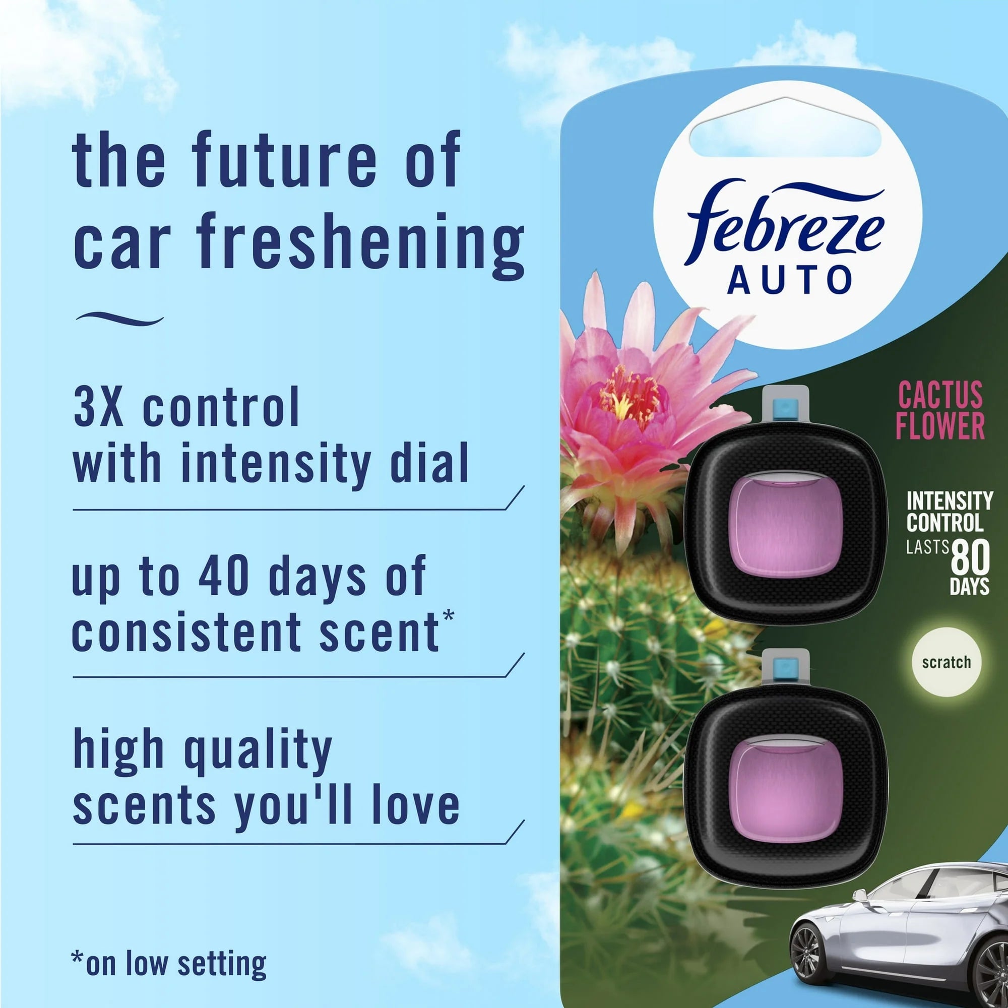 Febreze AUTO Car Air Freshener, Odor-Fighting Car Vent Clip, Cactus Flower, 2 - View 4