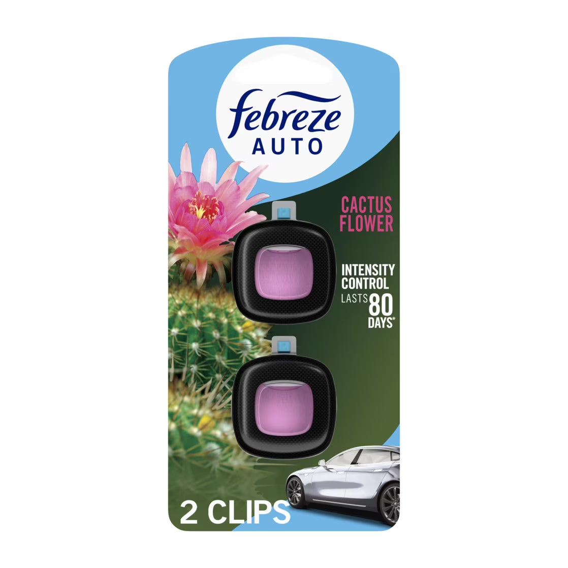 Febreze AUTO Car Air Freshener, Odor-Fighting Car Vent Clip, Cactus Flower, 2 - View 6