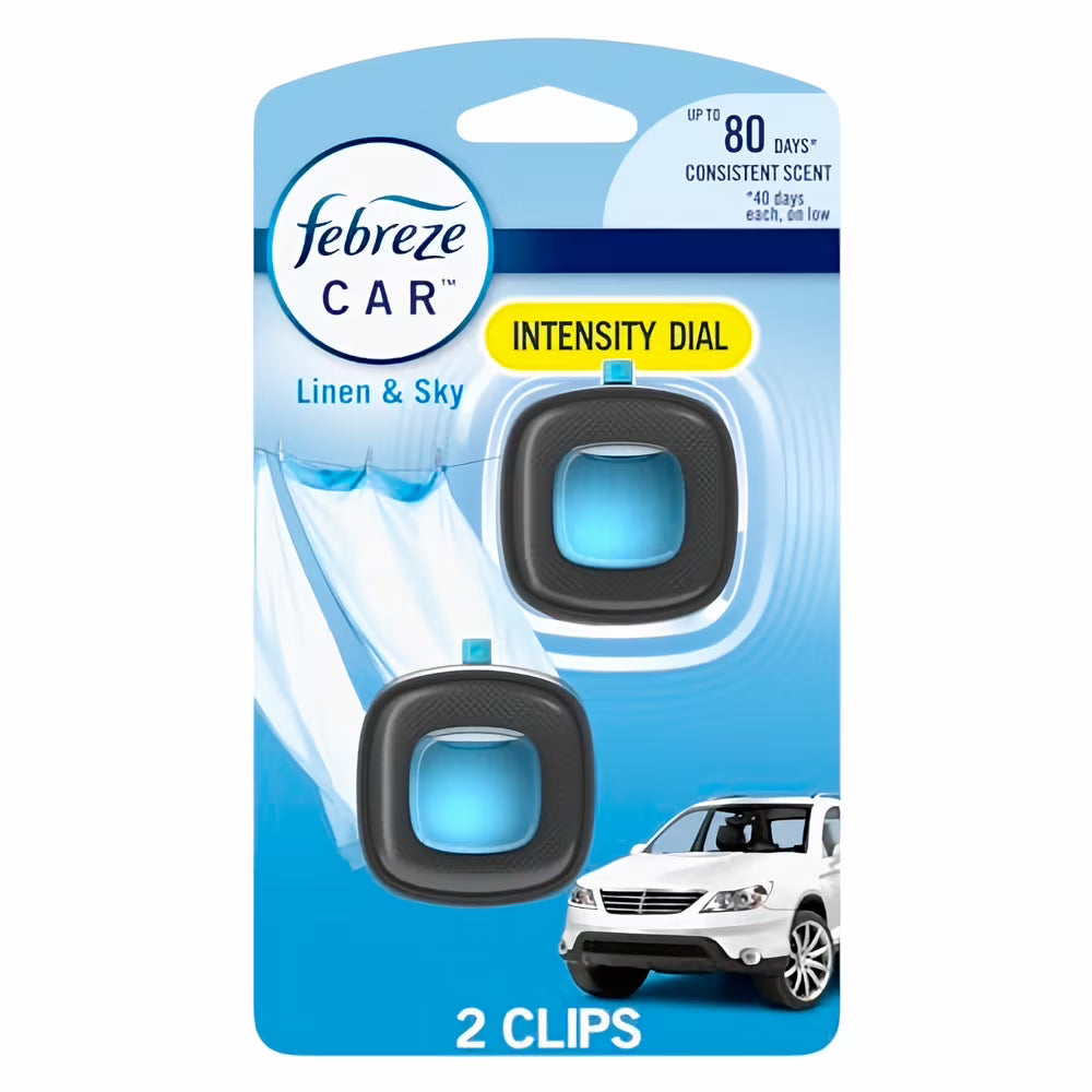 Febreze Car Vent Clip Linen & Sky Air Freshener (Pack of 5)