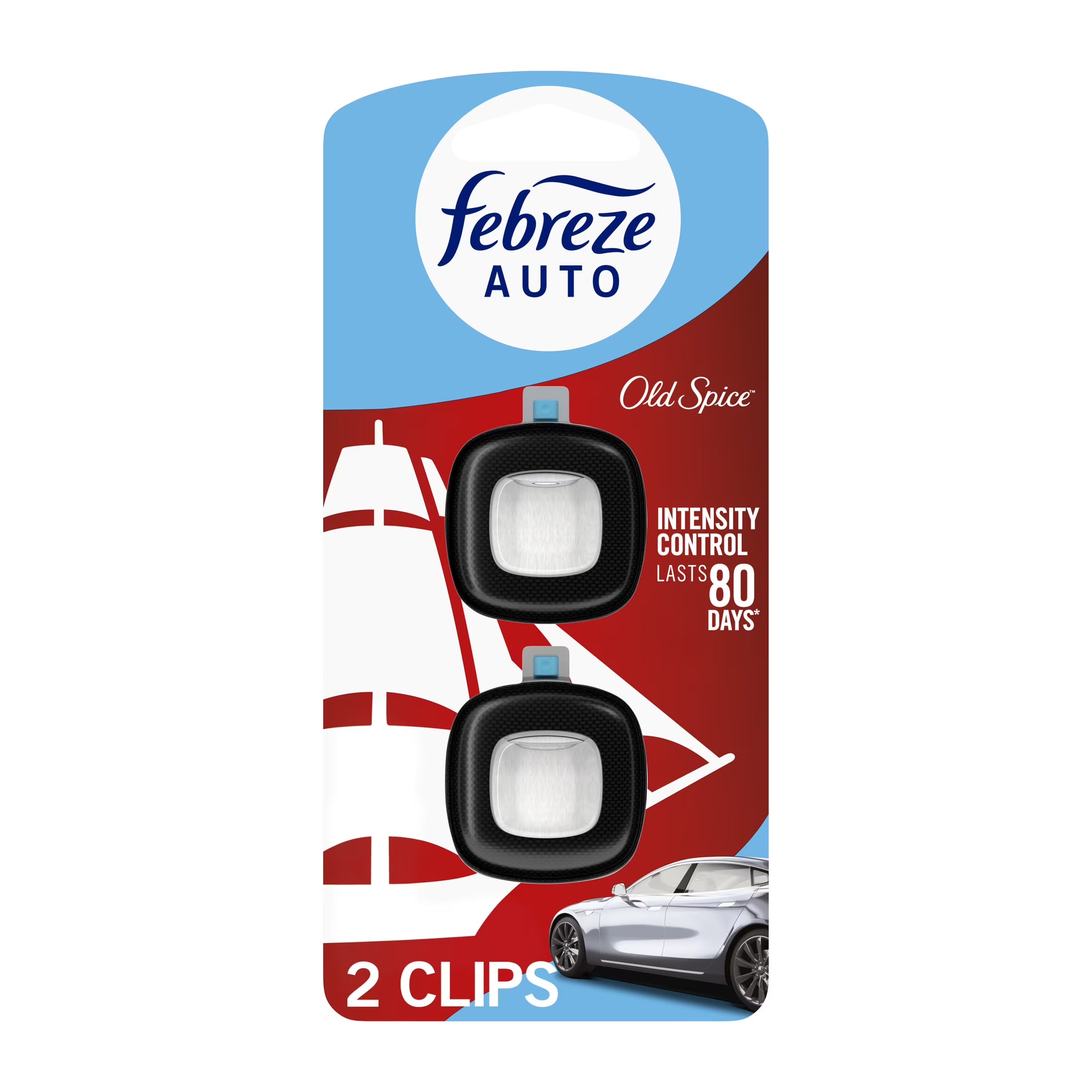 Febreze AUTO Car Air Freshener, Odor-Fighting Car Vent Clip, Old Spice, 2 Count - View 2