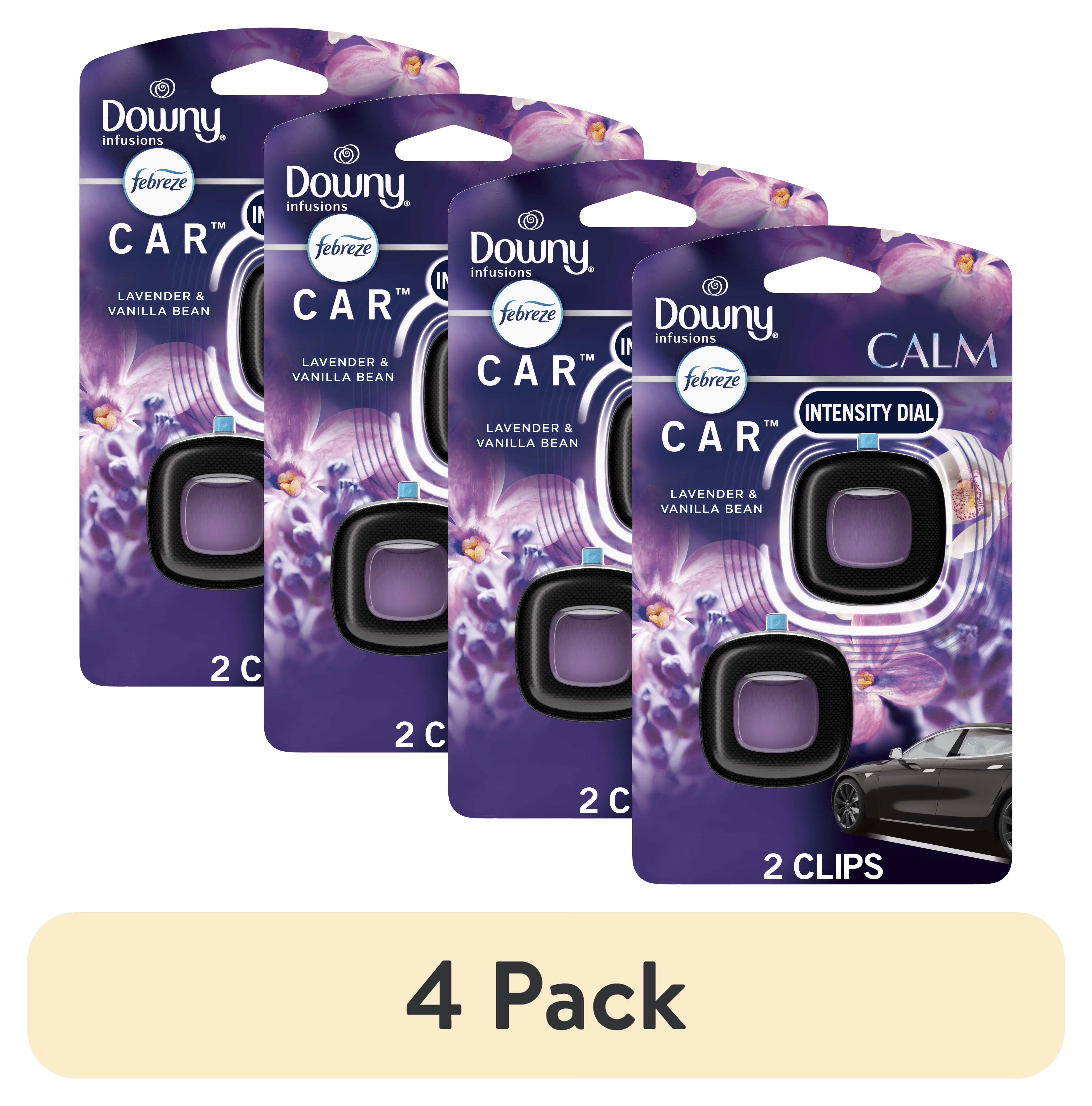 (4 pack) Febreze Odor Eliminating Car Air Freshener, Lavender & Vanilla Bean,