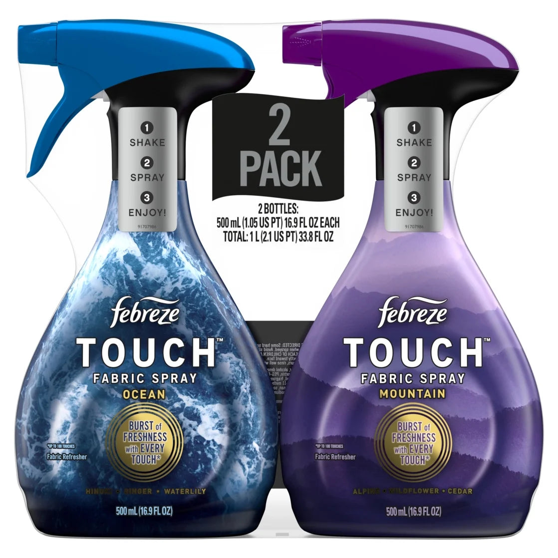 Febreze Touch Fabric Spray, Ocean & Mountain Scents, 16.9 oz, 2-Pack - View 2