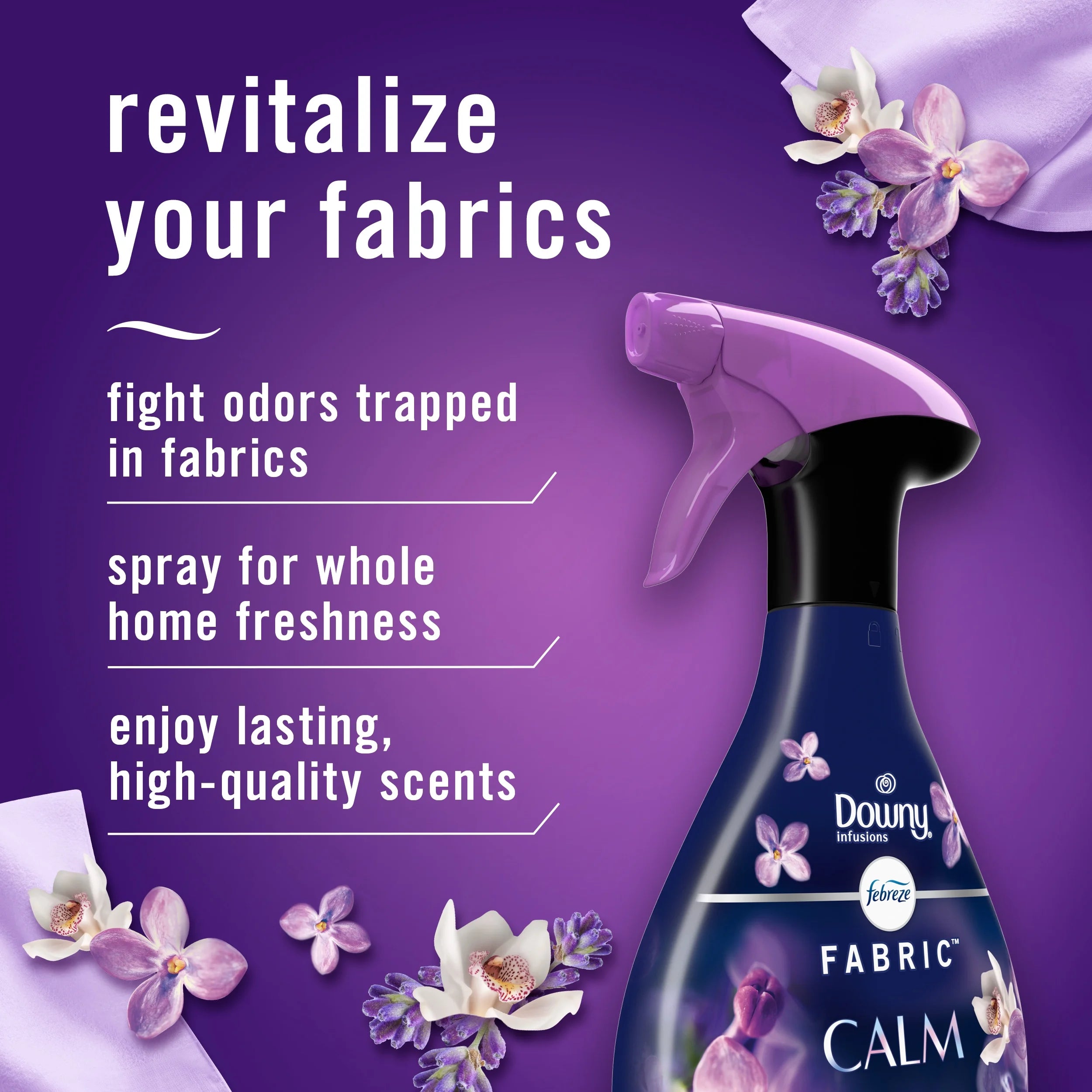Febreze Fabric Spray Air Freshener, Odor-Fighting Fabric Refresher, Downy Calm, - View 2