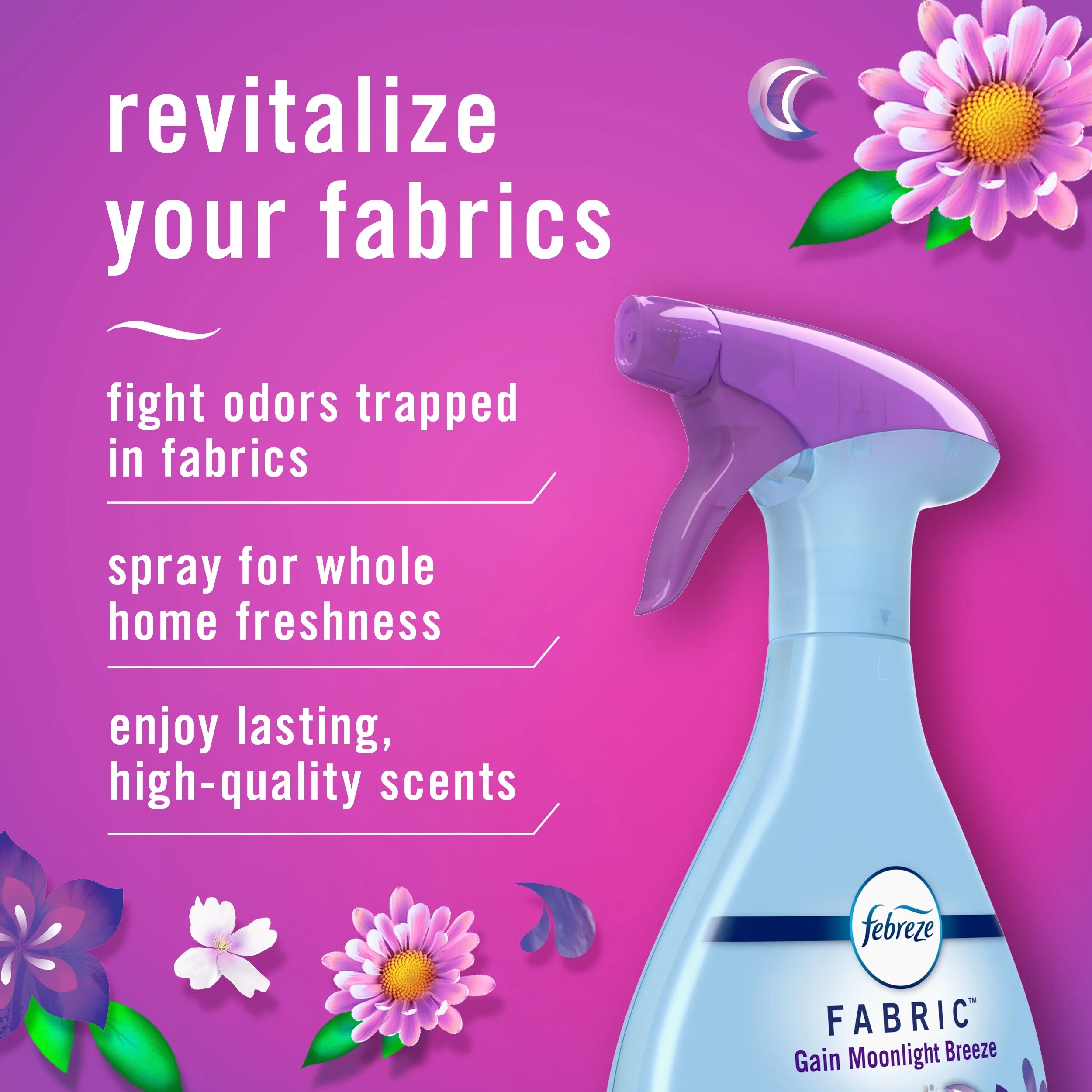 Febreze Fabric Spray Air Freshener, Odor-Fighting, Gain Moonlight Breeze, 23.6 - View 2