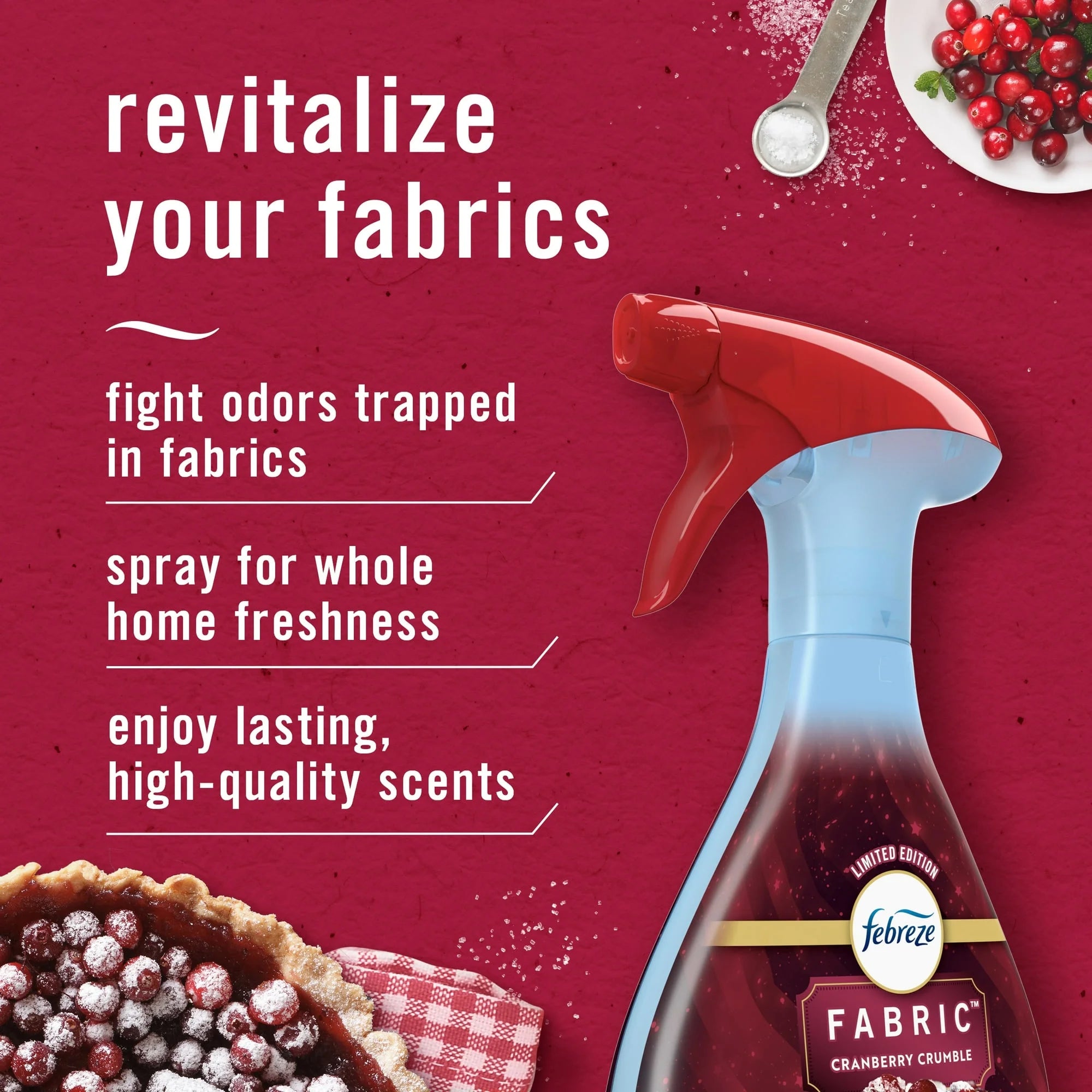 Febreze Fabric Spray Air Freshener, Odor-Fighting, Cranberry Crumble, 23.6 fl oz - View 5