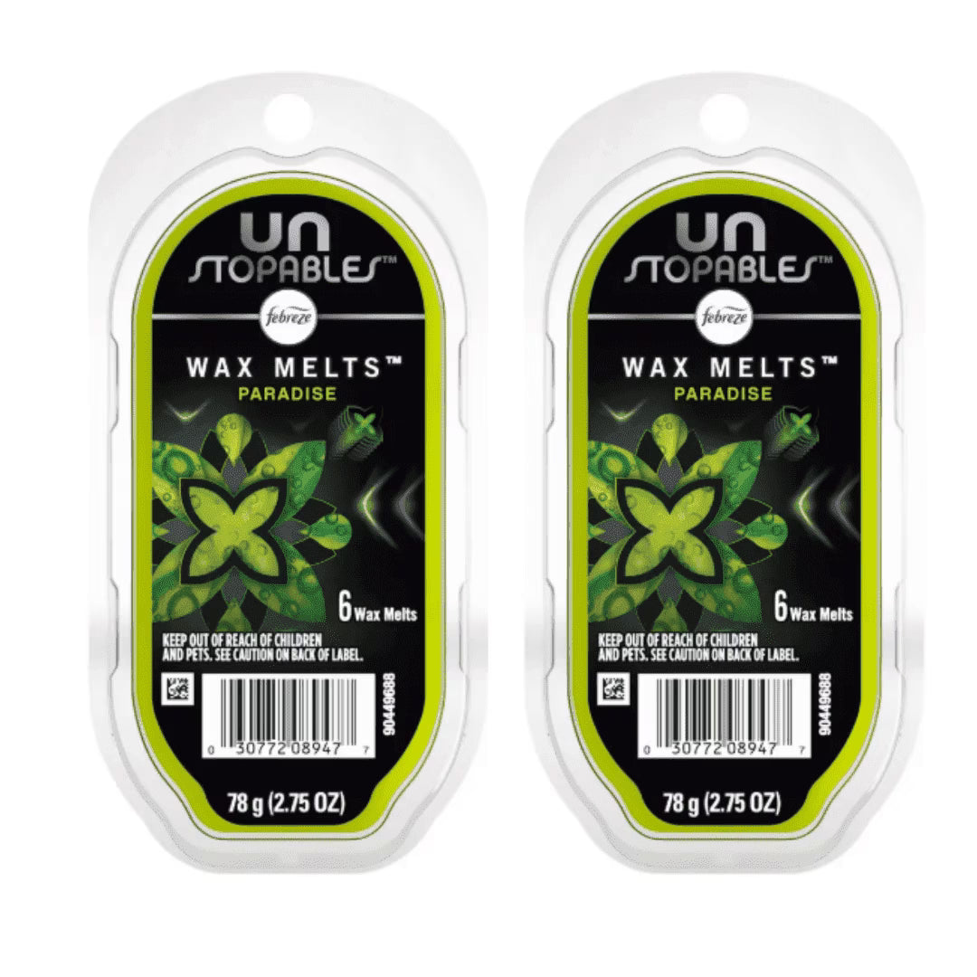 Febreze Unstopables Wax Melts Refills, Paradise Scent, Air Freshener, 2-Pack