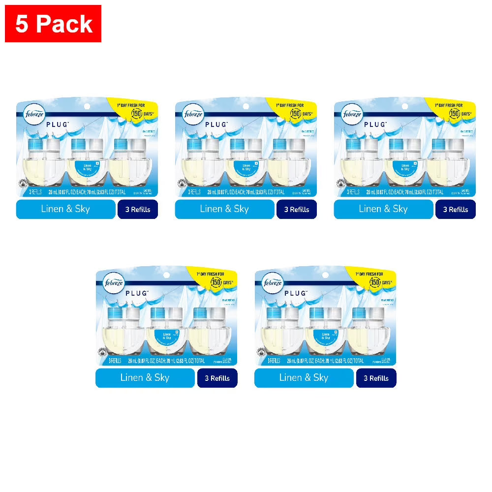 Febreze Plug In Air Freshener Odor-Fighting Scented Oil Refill Linen & Sky