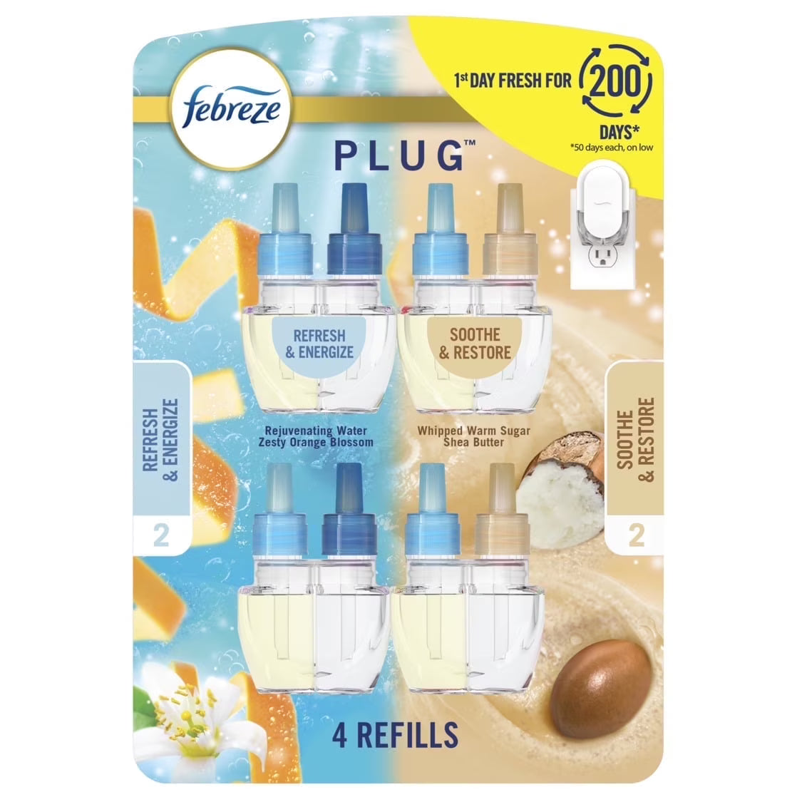 Febreze Plug In Air Freshener, Odor-Fighting Scented Oil Refill in Refresh &