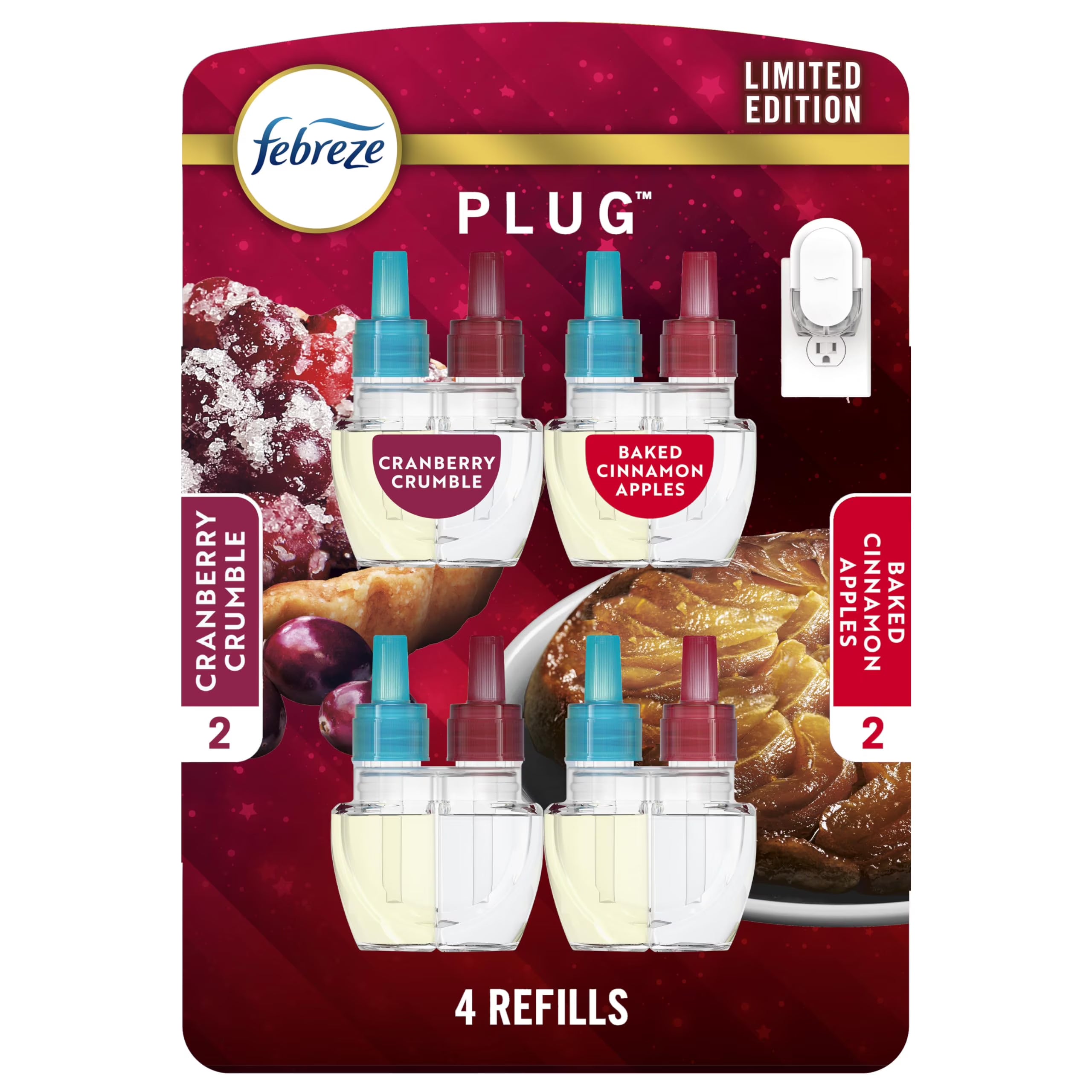 Febreze Odor-Fighting Fade Defy PLUG Air Freshener Baked Cinnamon Apple,
