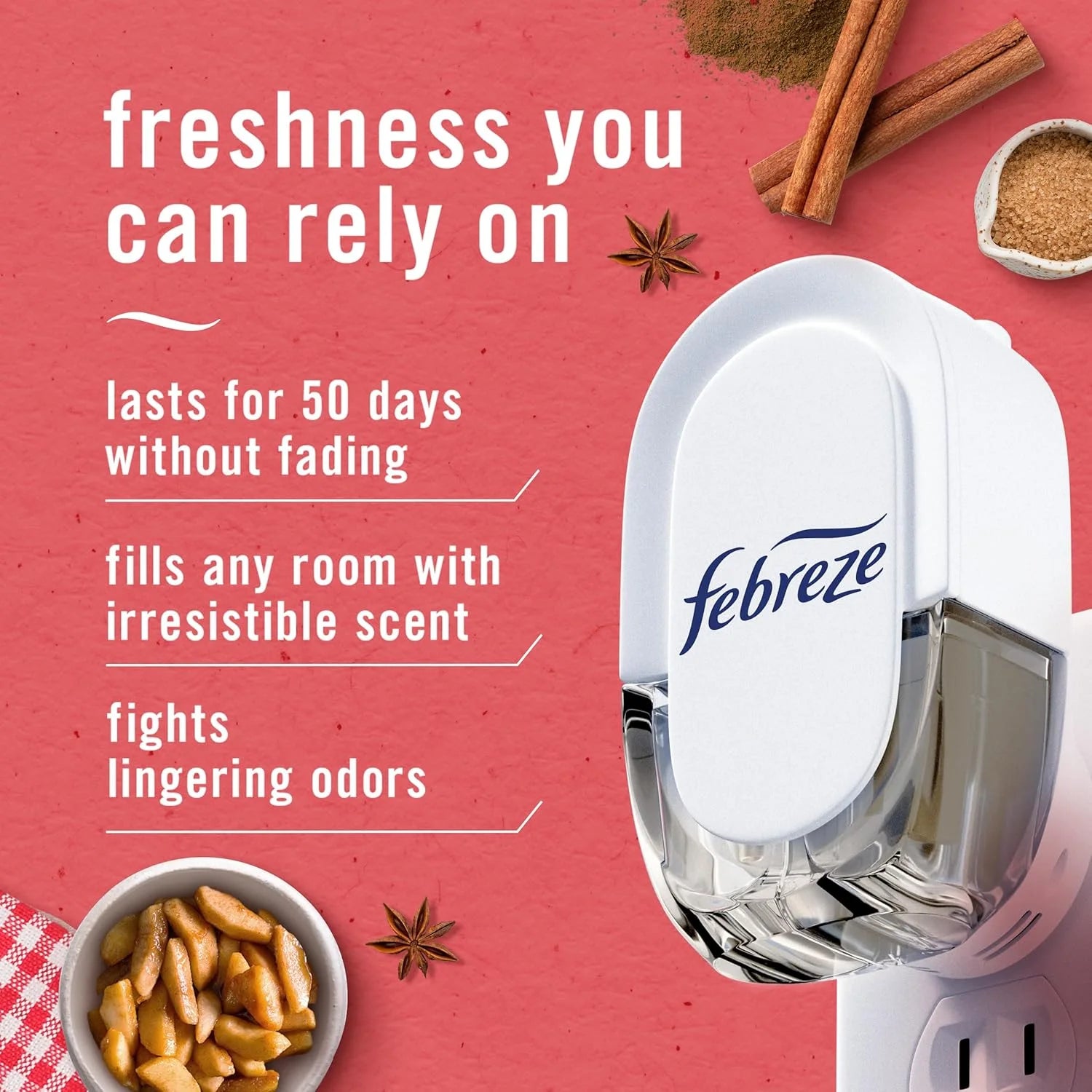Febreze Odor-Fighting Fade Defy PLUG Air Freshener Baked Cinnamon Apple, - View 2