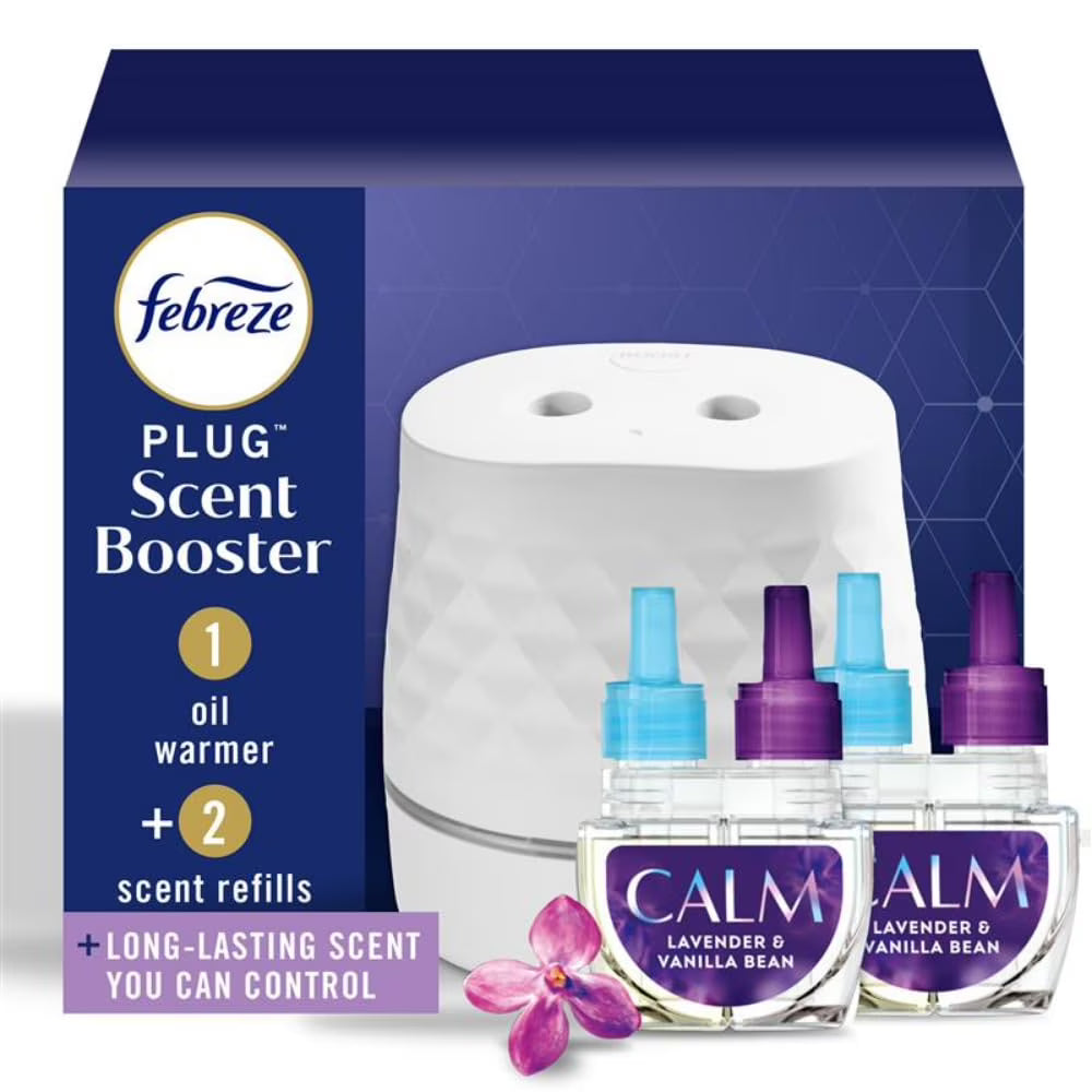 Febreze Plug Scent Booster Starter Kit, Oil Diffuser, Air Freshener Plug in,