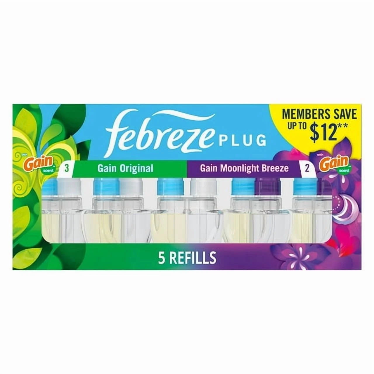 Febreze Plug Air Freshener – Gain Original & Gain Moonlight Breeze (5 Refills, - View 2