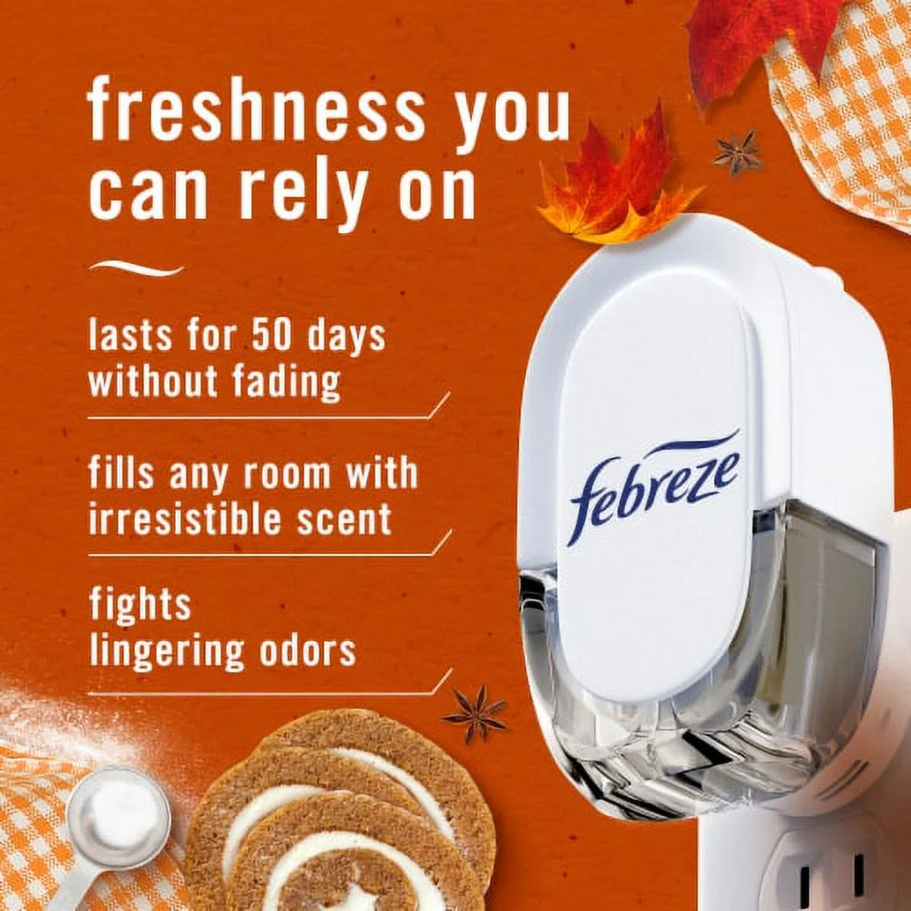 2X - Febreze Odor-Fighting Fade Defy PLUG Air Freshener Pumpkin Roll Oil Refill - View 2