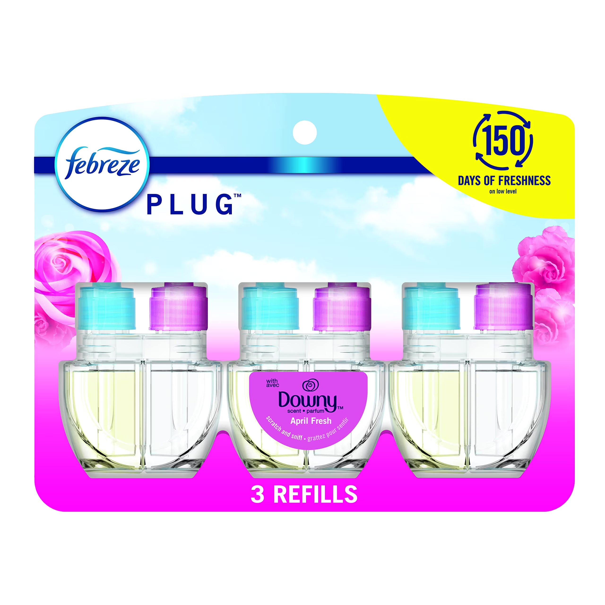 Febreze Odor-Fighting Fade Defy PLUG Air Freshener Refill, Downy April Fresh,