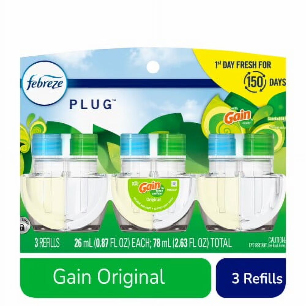 2X - Febreze Gain Original Scent Odor Fighting Fade Defy PLUG Air Freshener Oil