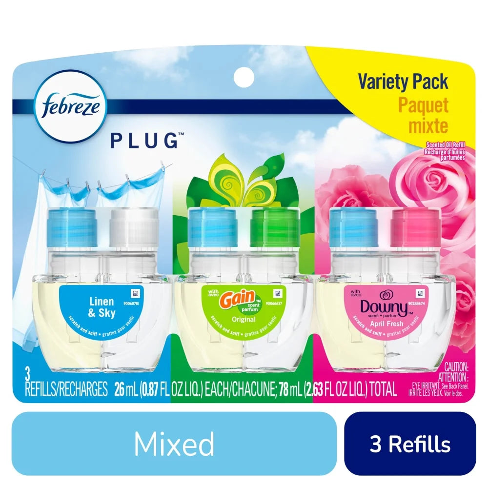 Febreze Plug In Air Freshener Odor-Fighting Scented Oil Refill Base Mix 3 ct - - View 2