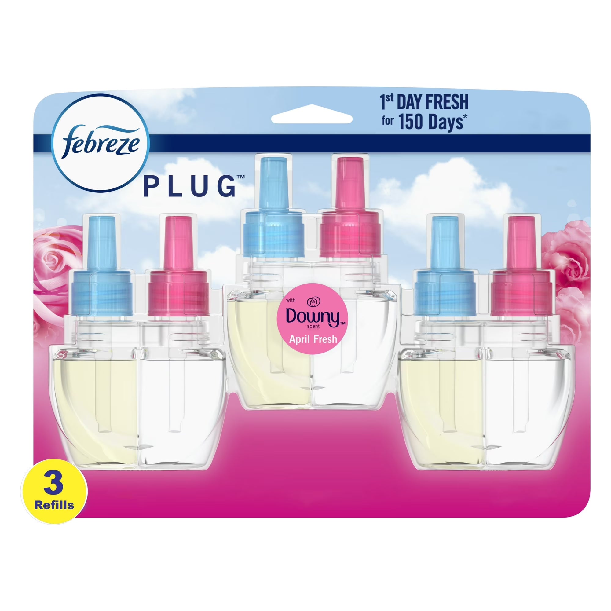 Pack of 2 Febreze Fade Defy PLUG Air Freshener Refill, Downy April Fresh, (3)