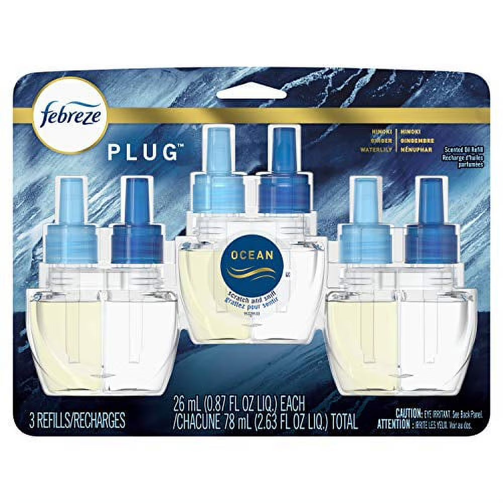 Febreze Plug in Air Fresheners, Ocean, Odor Eliminator for Strong Odors,