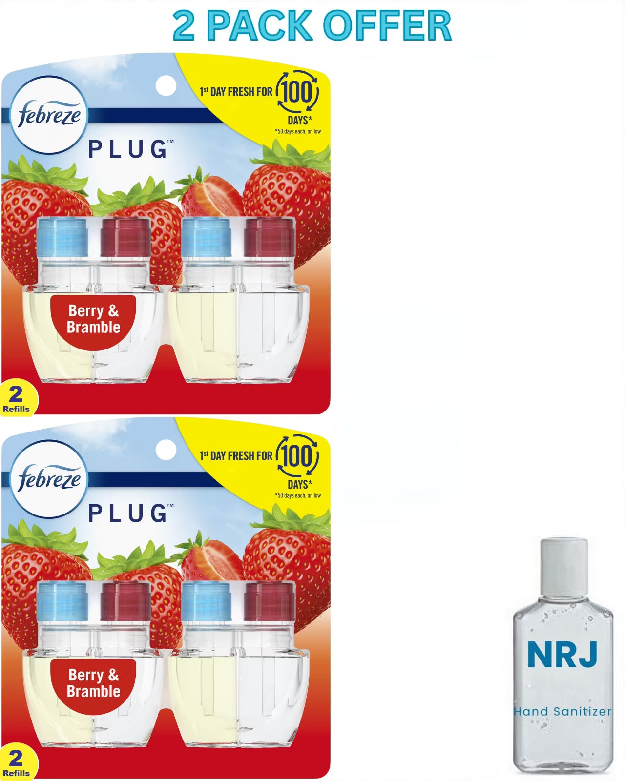 Febreze Plug In Air Freshener, Odor-Fighting Scented Oil Refill, Berry &