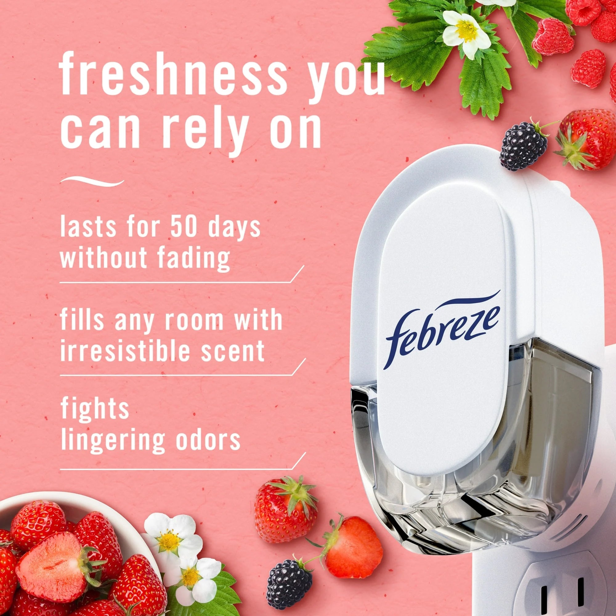 Febreze Plug In Air Freshener, Odor-Fighting Scented Oil Refill, Berry & - View 3