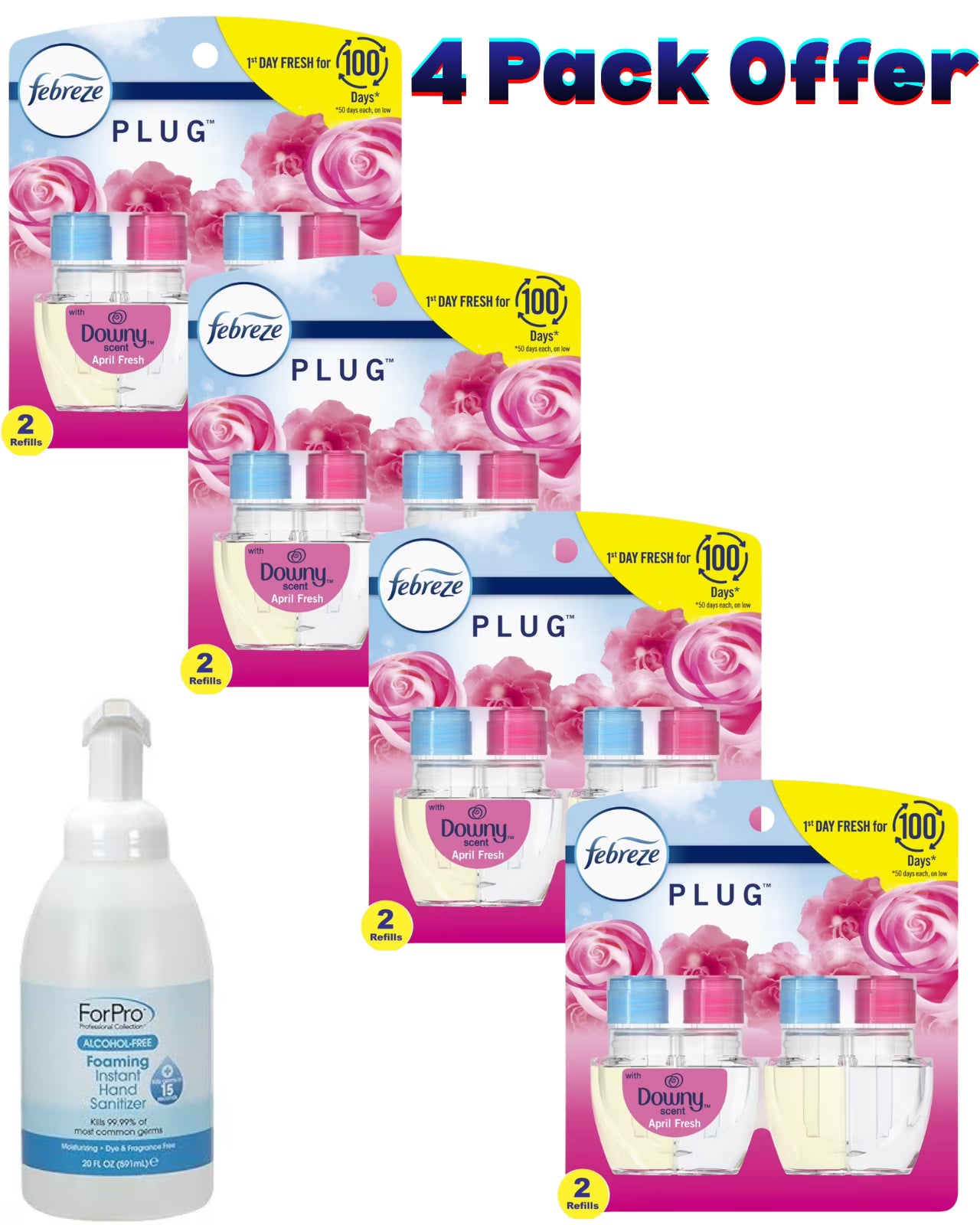 Febreze Plug In Air Freshener, Odor-Fighting Oil Refill, Downy April Fresh, 2
