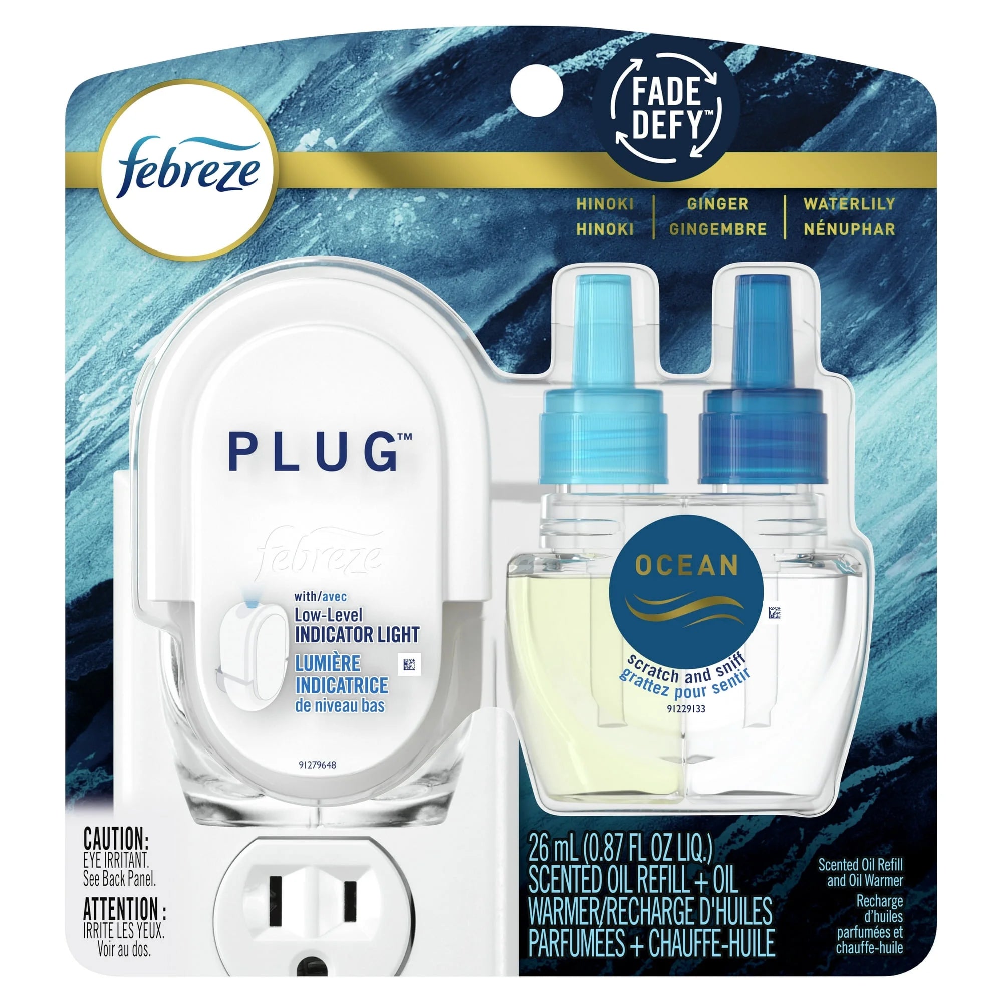 Febreze Plug In Air Freshener, Odor-Fighting Scented Oil Starter Kit, Ocean - View 2