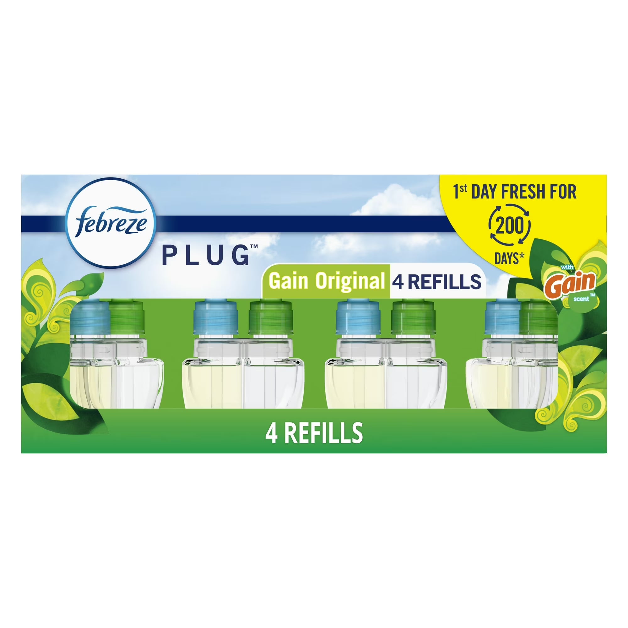 Febreze Plug In Air Freshener, Odor-Fighting Scented Oil Refill, Gain, (2 Pack
