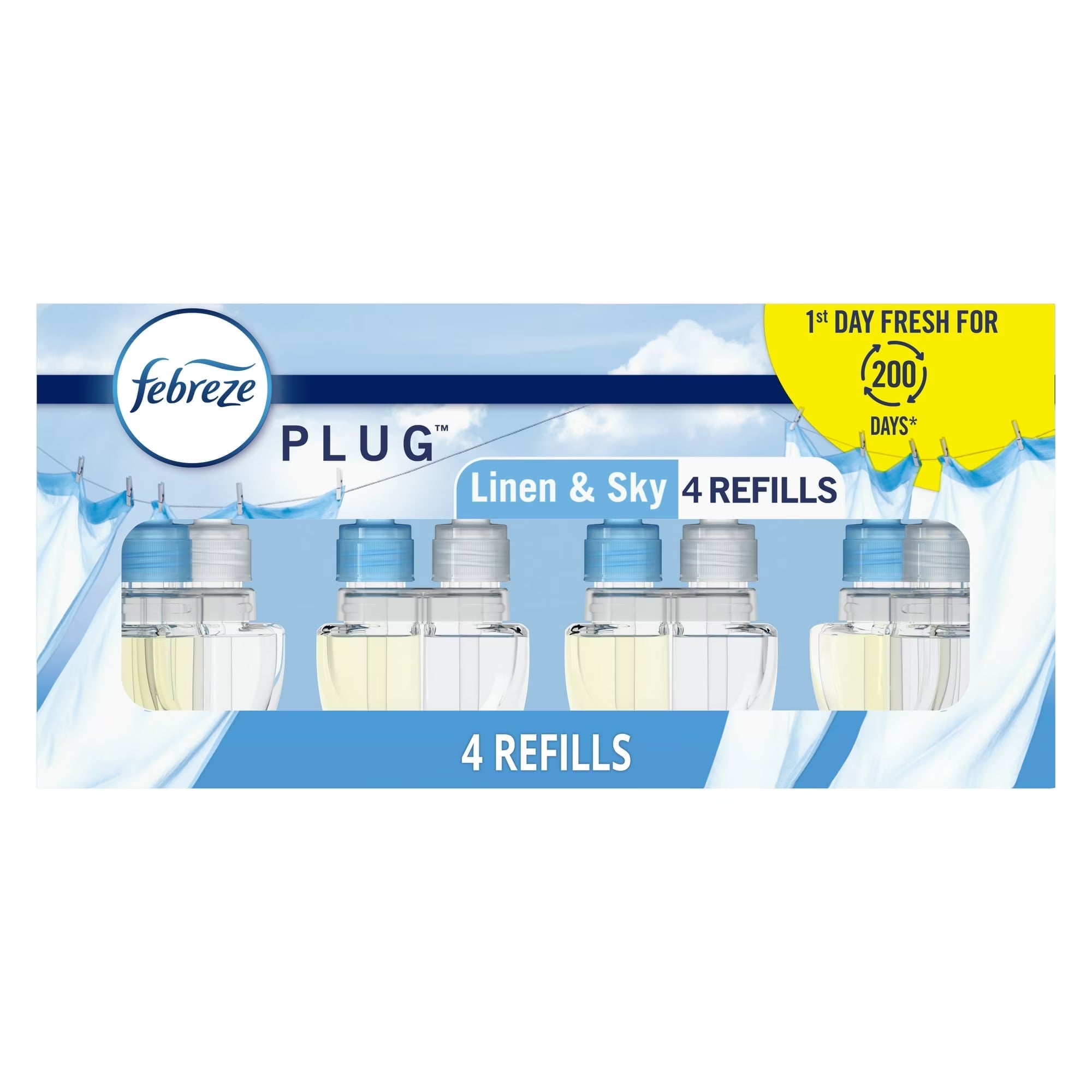 Febreze Plug In Air Freshener, Odor-Fighting Scented Oil Refill, Linen & Sky,