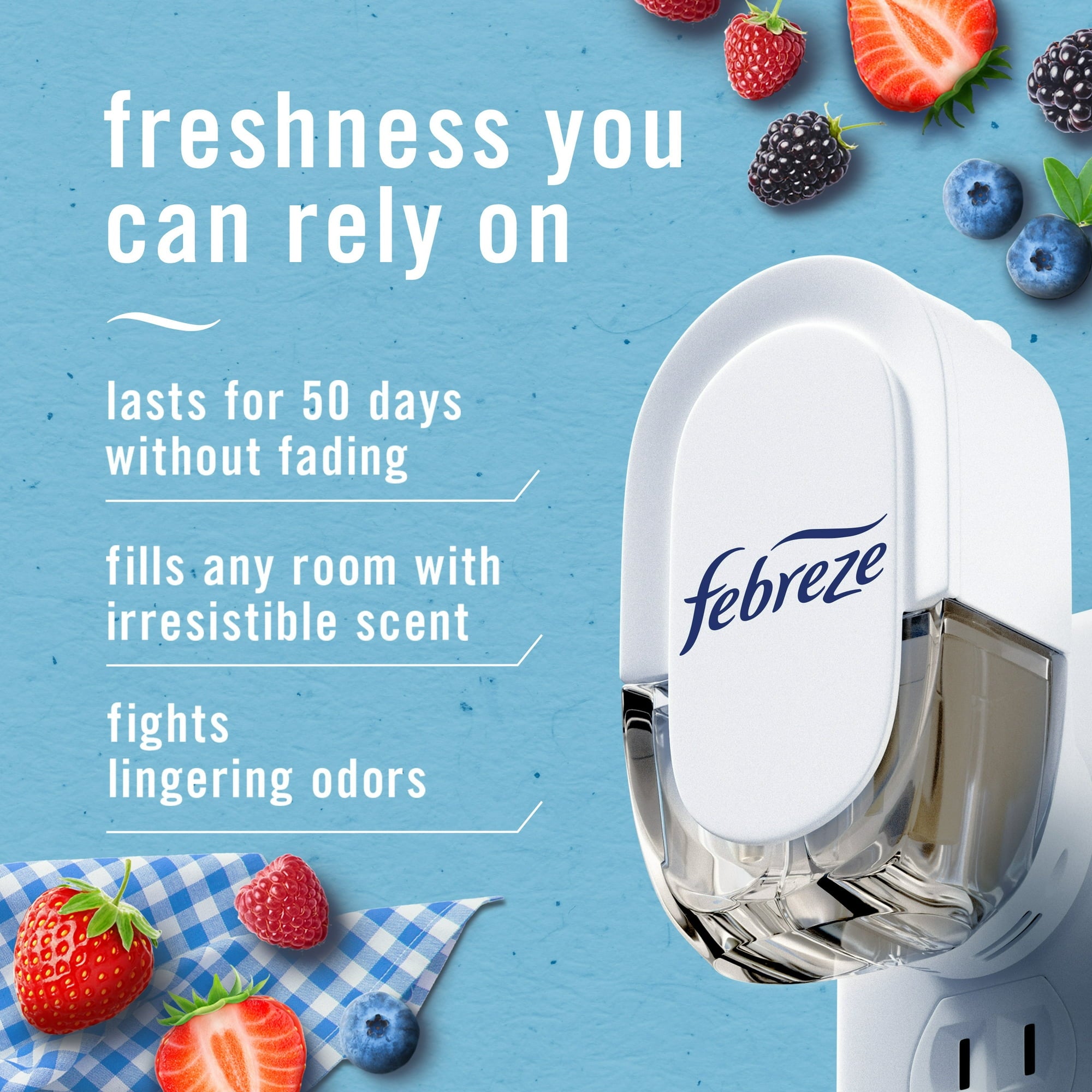 Febreze Plug In Air Freshener, Odor-Fighting Oil Refill, Summer Berry Picking, - View 3