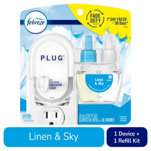 2X-Febreze Fade Defy PLUG Air Freshener & Odor Eliminator Starter Kit Linen &