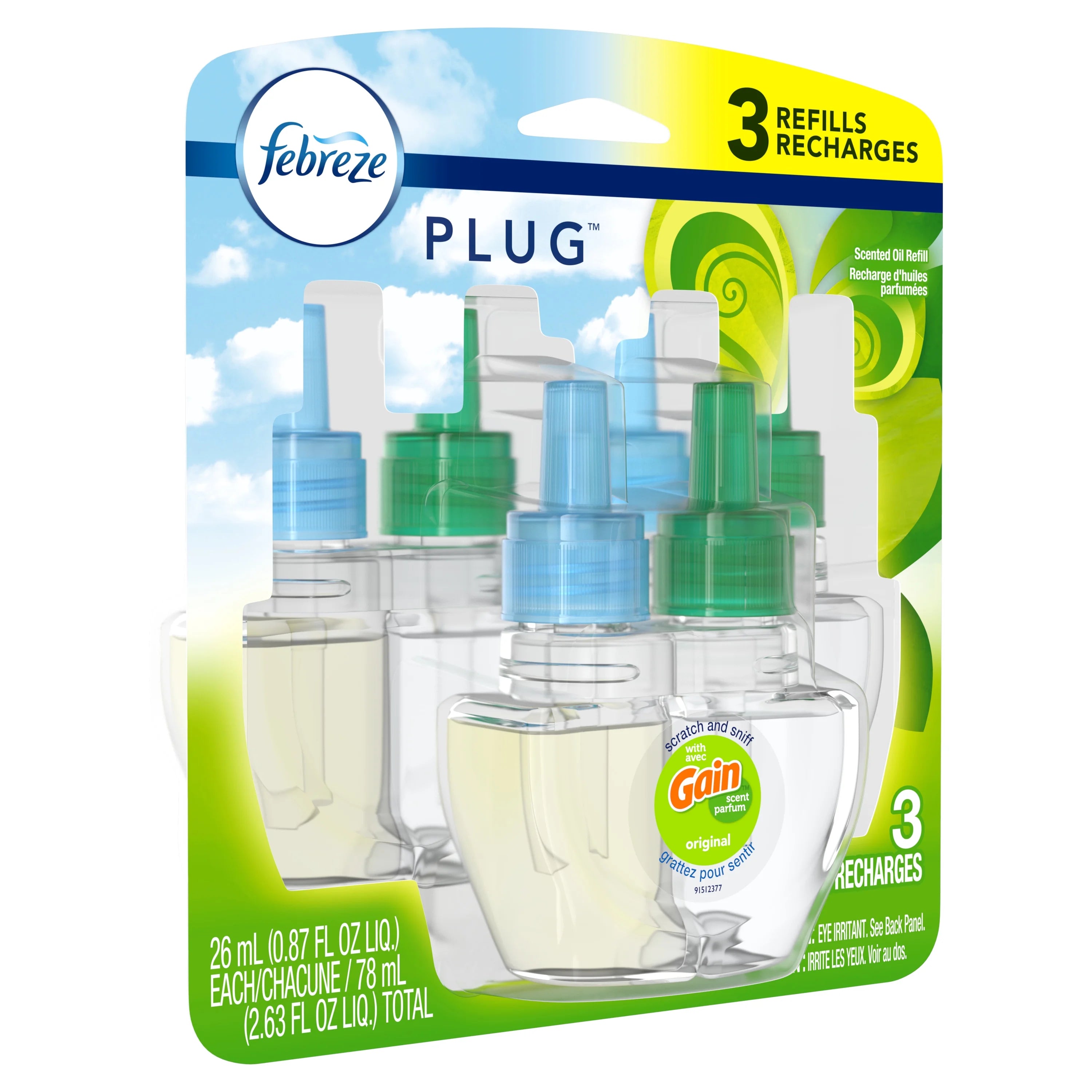 Febreze Plug Air Freshener Scented Oil Refill, Gain Original Scent, 3 count - View 2