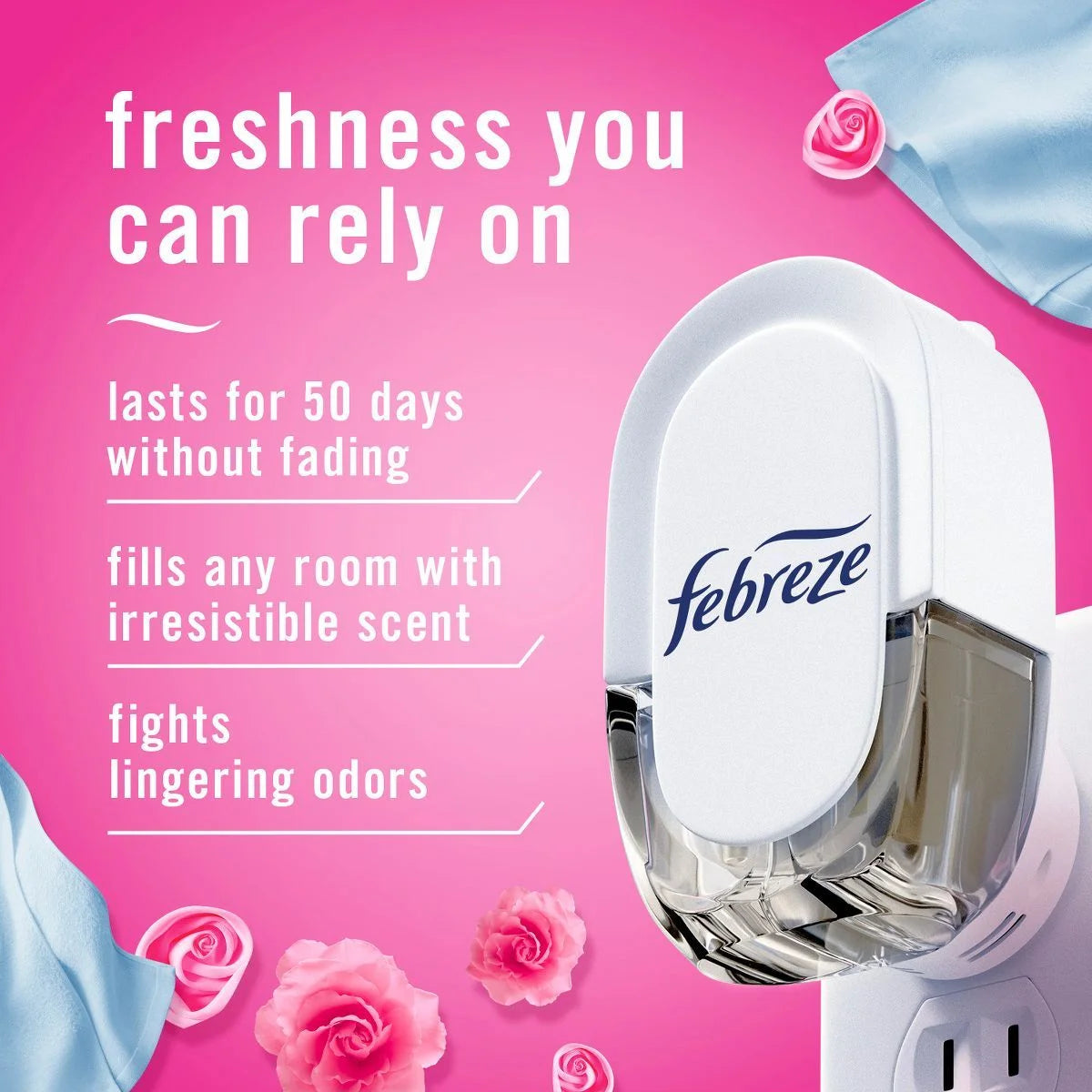 Febreze Odor-Fighting Fade Defy Plug Air Freshener Refill - Downy April Fresh - - View 2