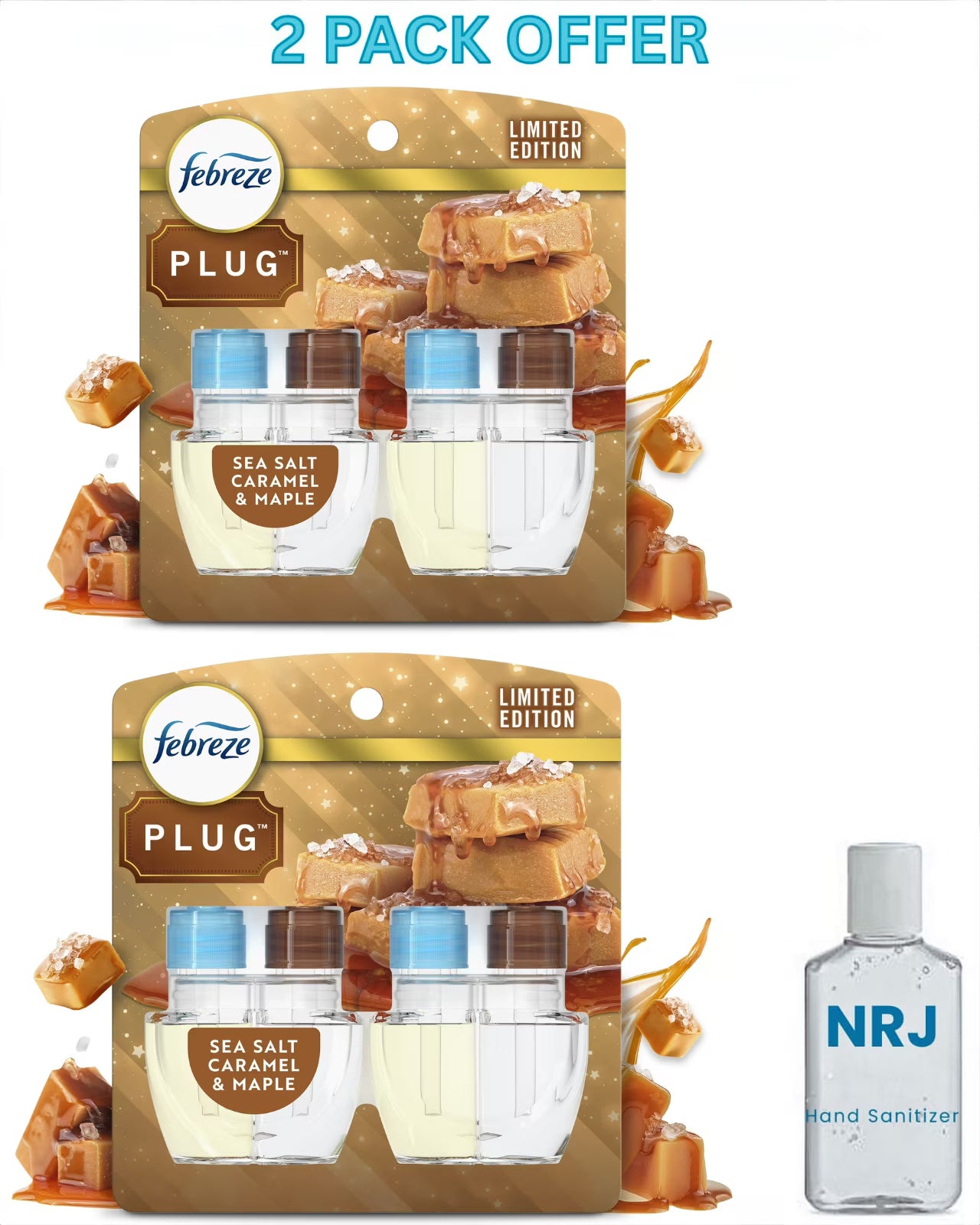Febreze Plug Refill Odor-Fighting Air Freshener Sea Salt Caramel & Maple Scent,