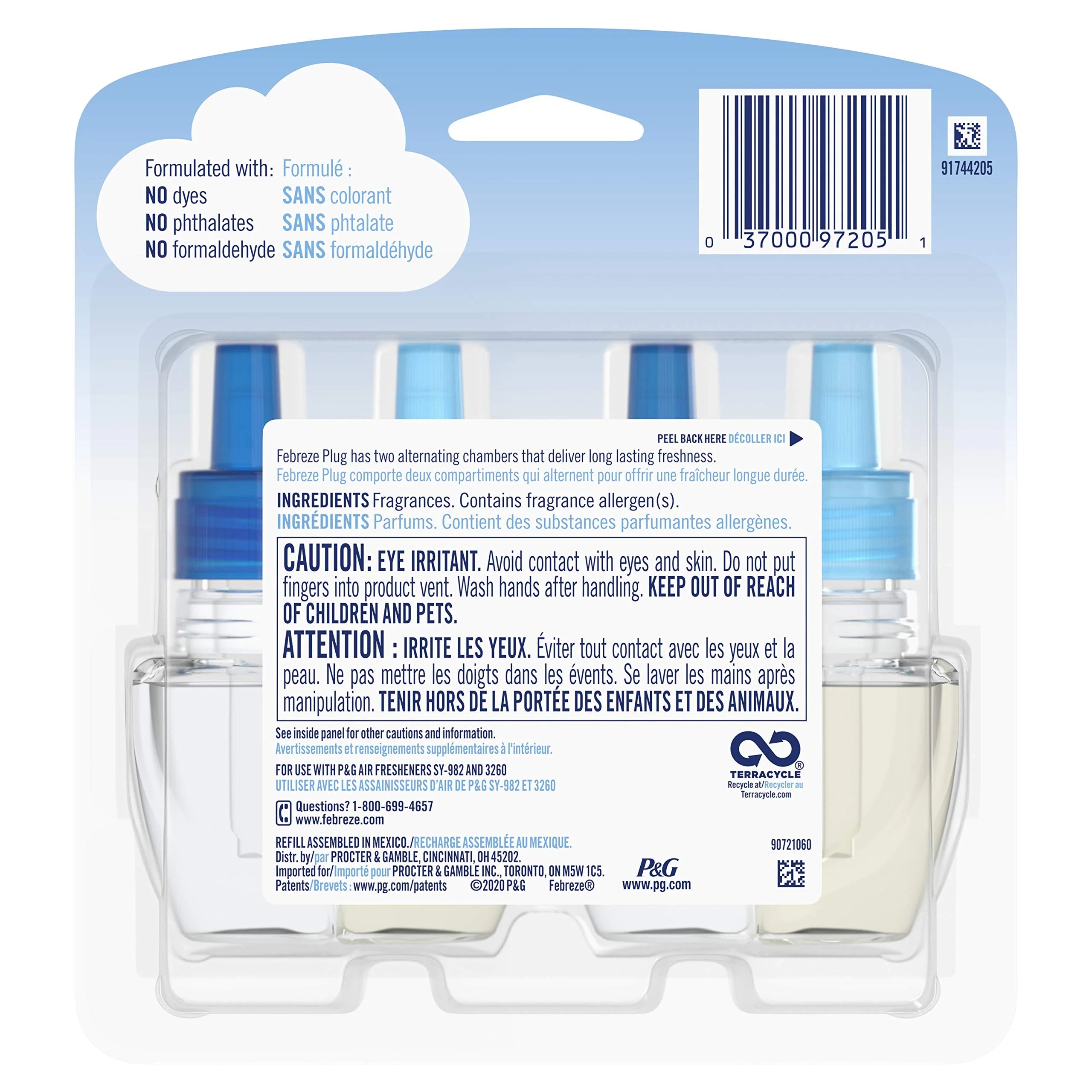 Febreze Plug in Air Fresheners, Heavy Duty Crisp Clean, Odor Eliminator for - View 2
