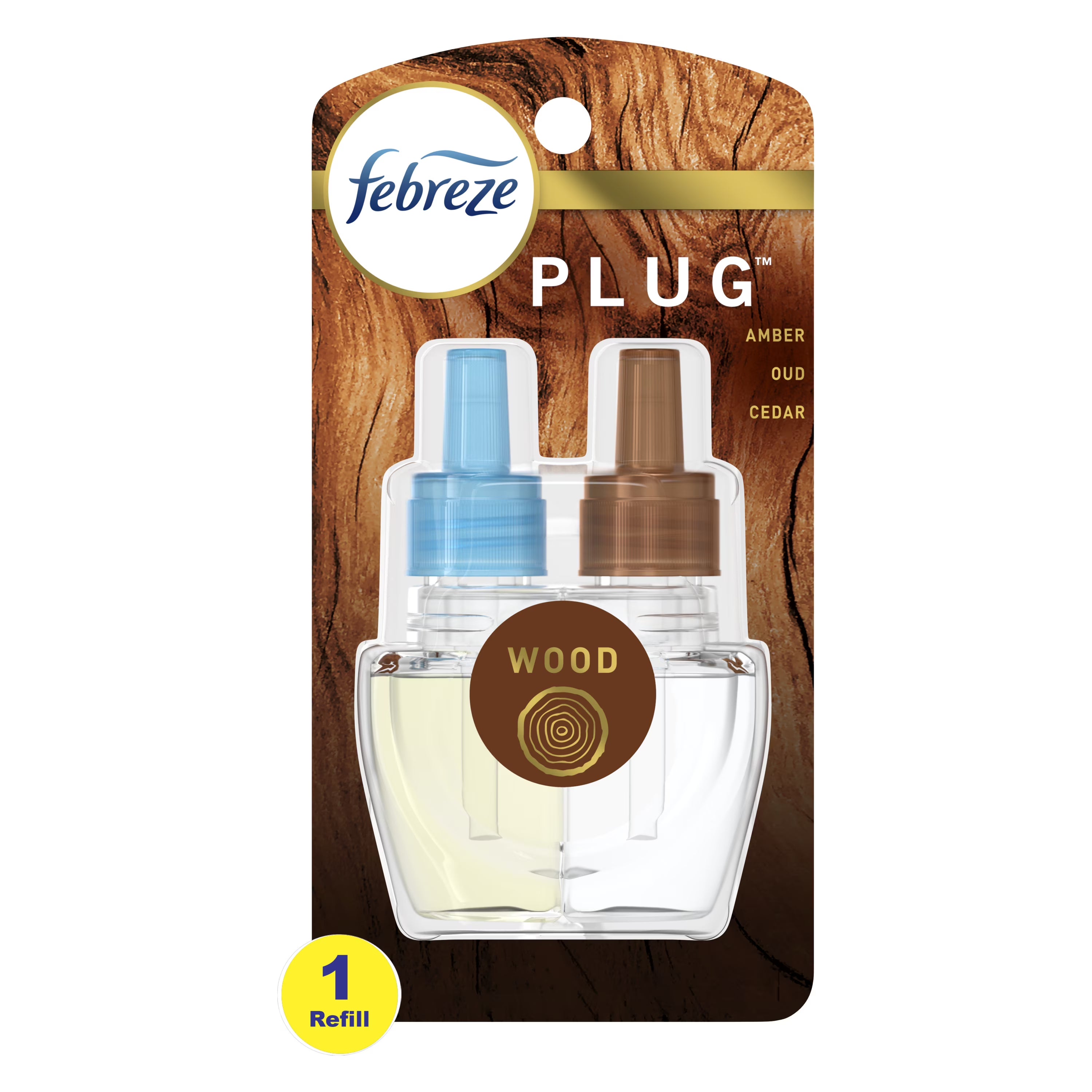 Febreze Origins Fade Defy PLUG Air Freshener & Odor Fighter, Wood, (1) .87 oz