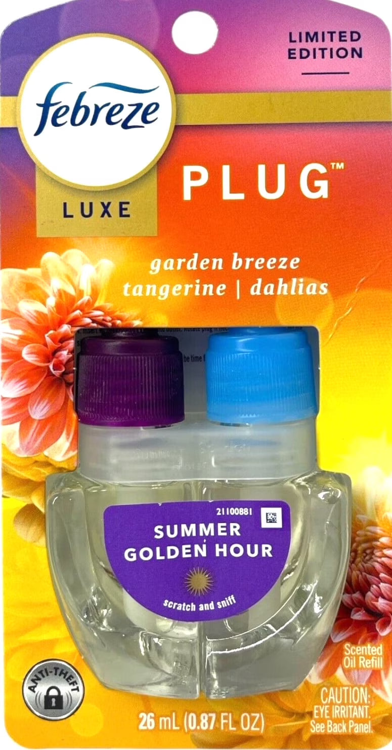 Febreze Plug-In Air Freshener Oil Refill, Summer Golden Hour Scent, 0.87 oz