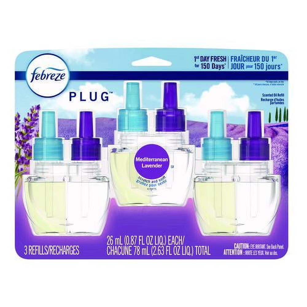 PLUG Air Freshener Refills, Mediterranean Lavender, 0.87 oz, 3/Pack | Bundle of