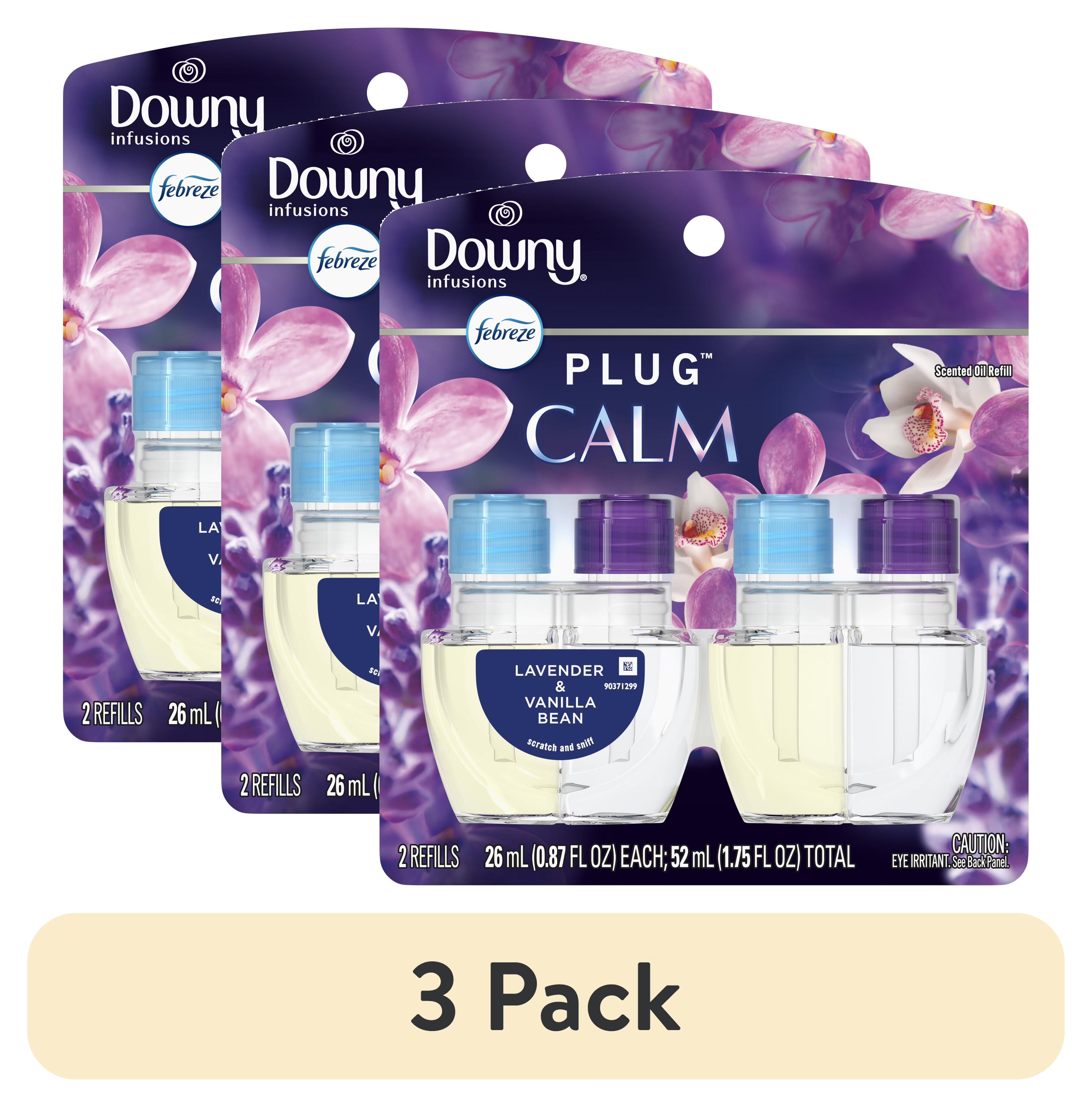 (3 pack) Febreze Plug In Air Freshener, Odor-Fighting Scented Oil Refill, Downy