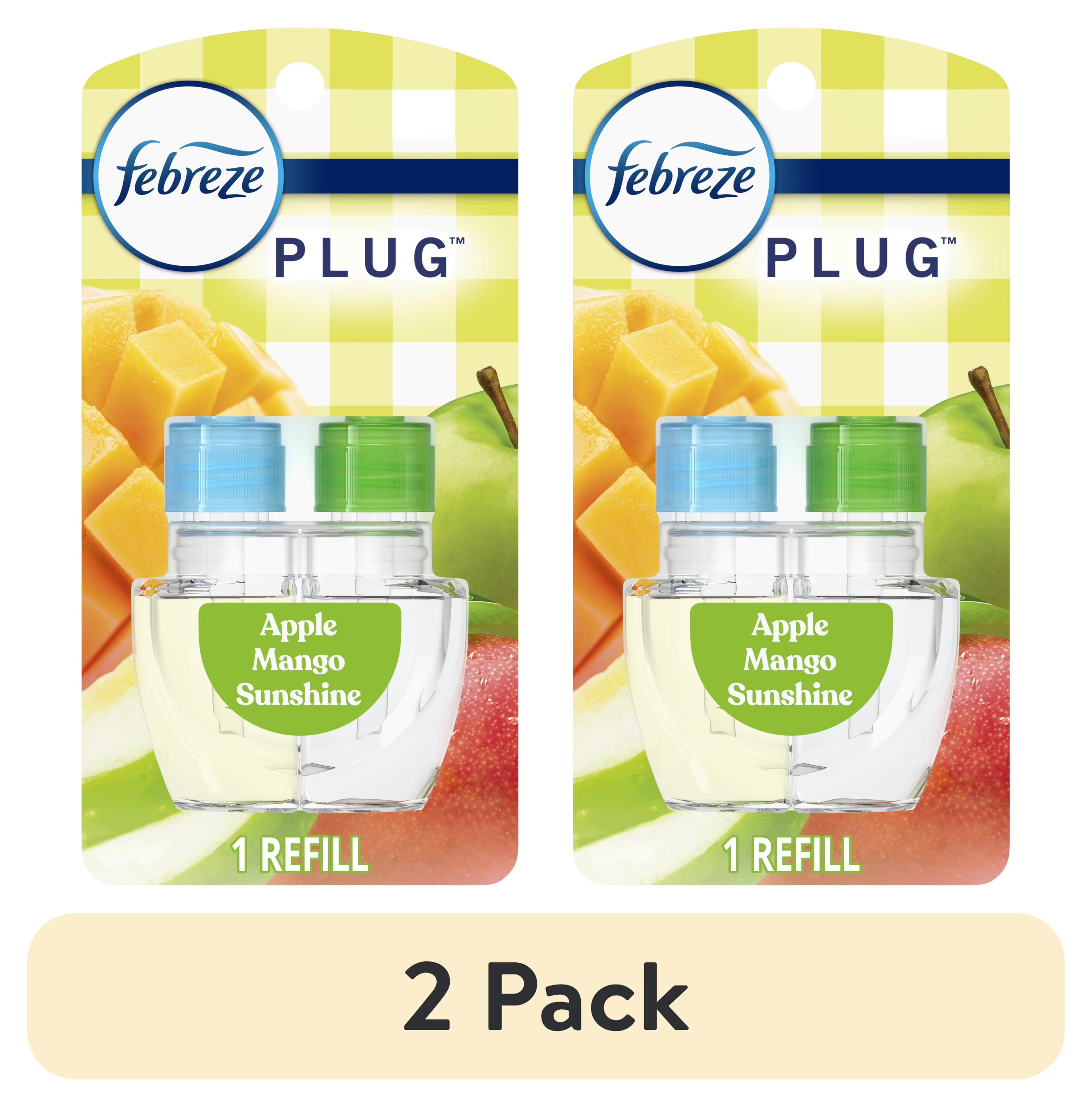 (2 pack) Febreze Plug In Air Freshener, Odor-Fighting Scented Oil Refill, Apple