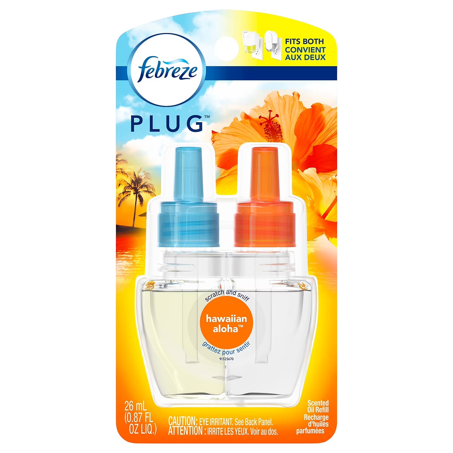 Febreze Odor-Eliminating Fade Defy Plug Air Freshener Refill, Hawaiian Aloha