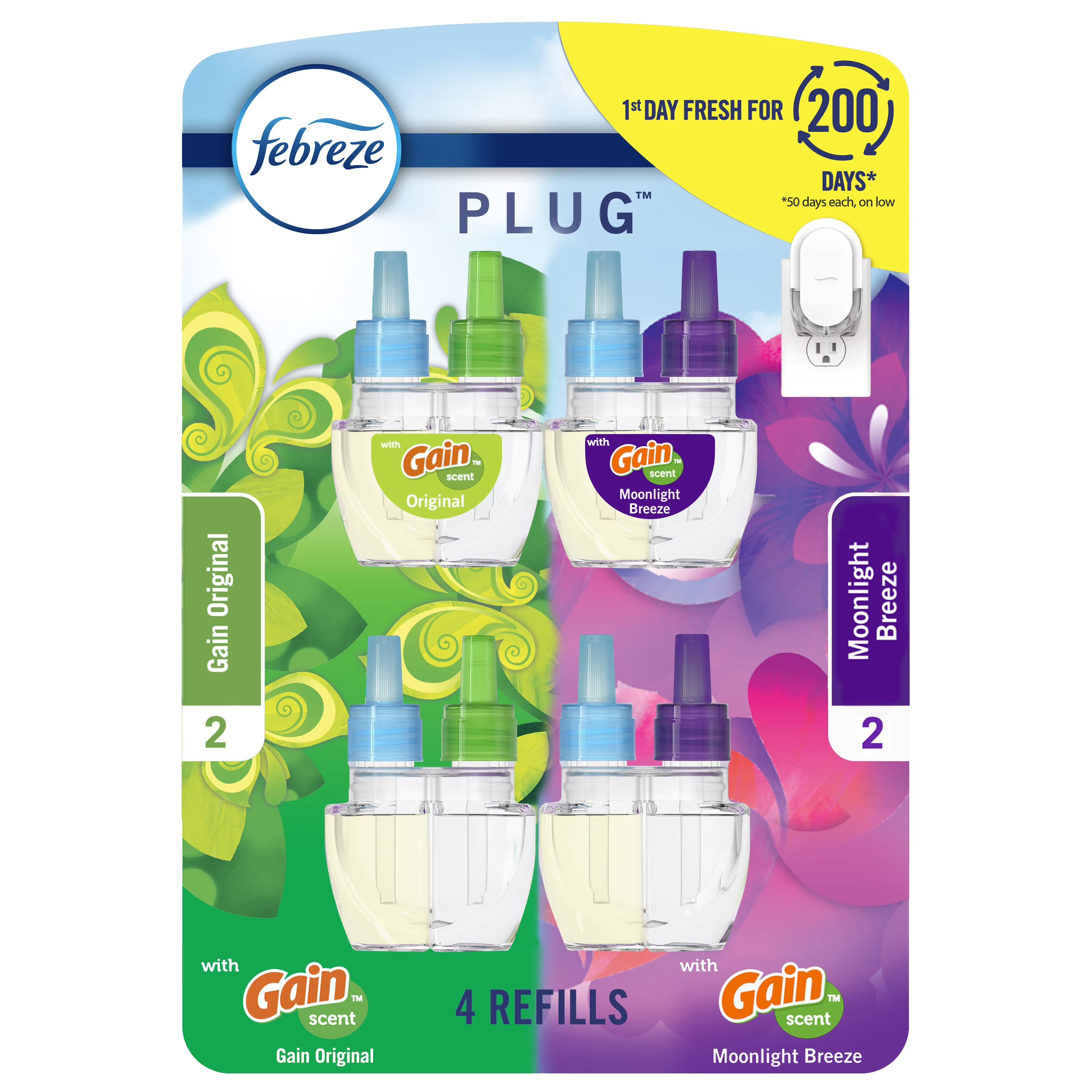 Febreze Plug In Air Freshener, Odor-Fighting Scented Oil Refill, Gain Mixed