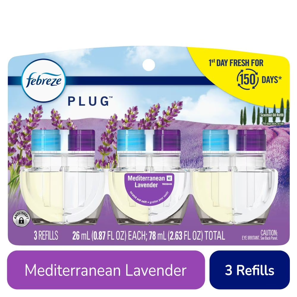 Febreze Plug In Air Freshener Odor-Fighting Scented Oil Refill Mediterranean