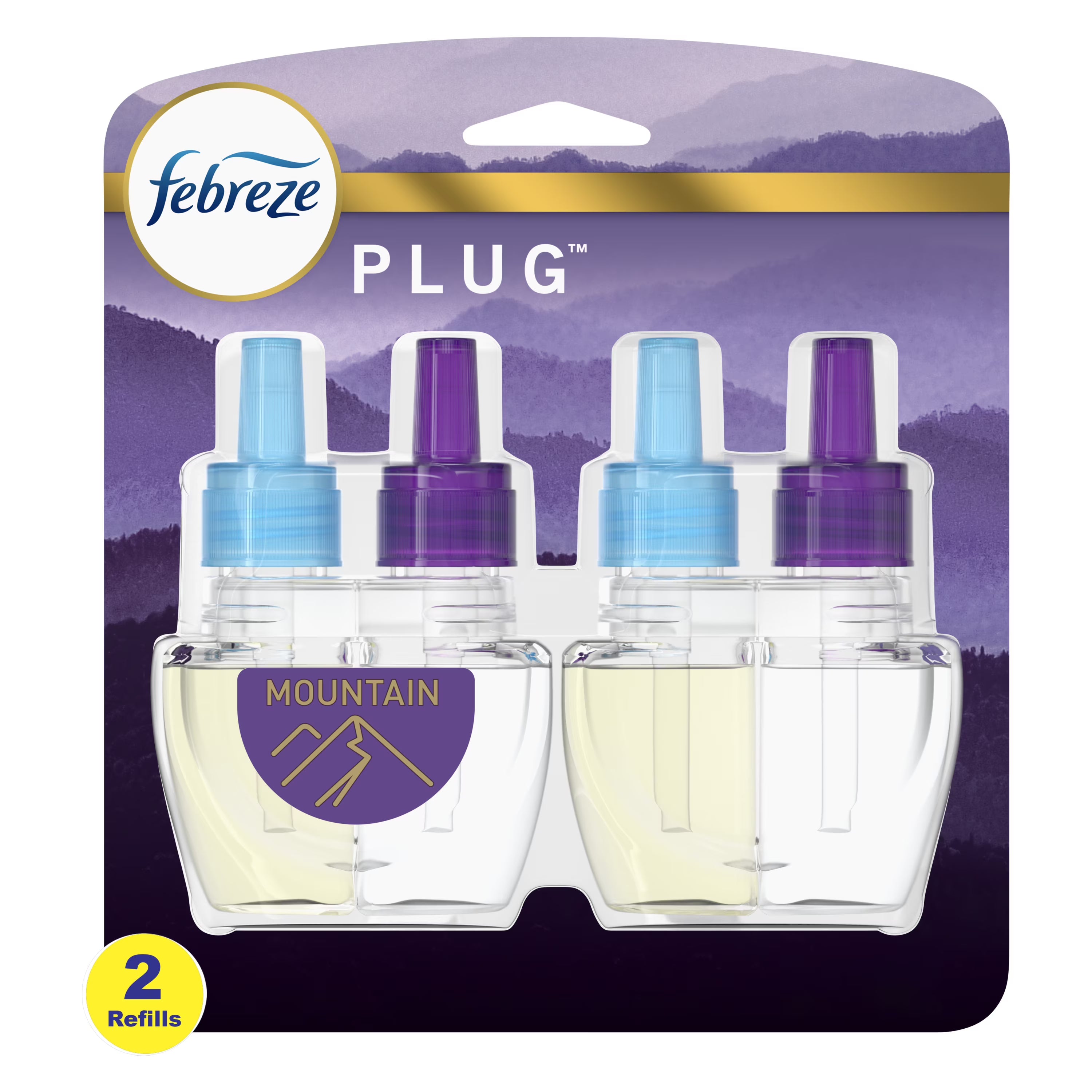 Febreze Plug In Air Freshener, Odor-Fighting Scented Oil Refill, Mountain, 2