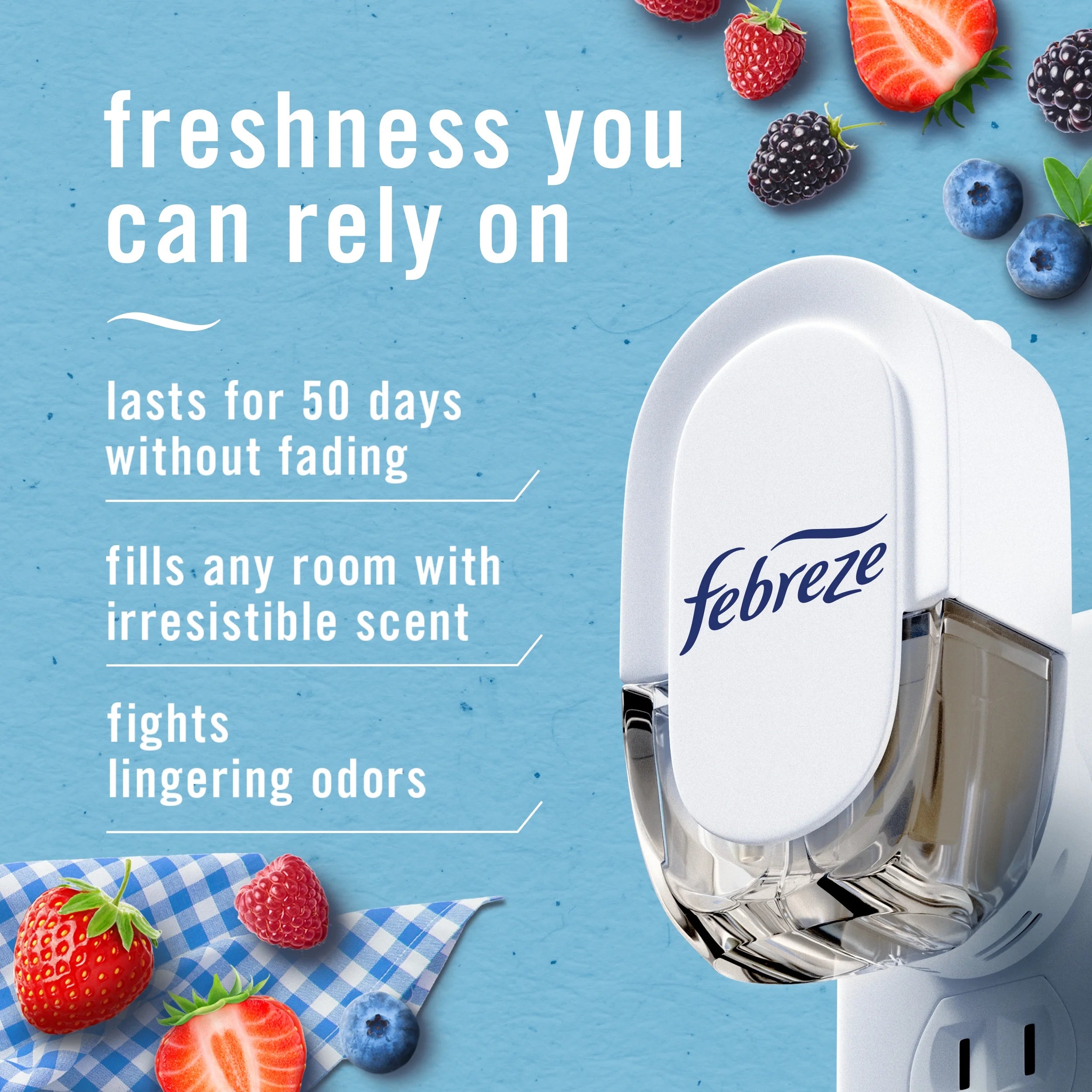 Febreze Plug In Air Freshener, Odor-Fighting Scented Oil Refill, Summer Berry - View 2